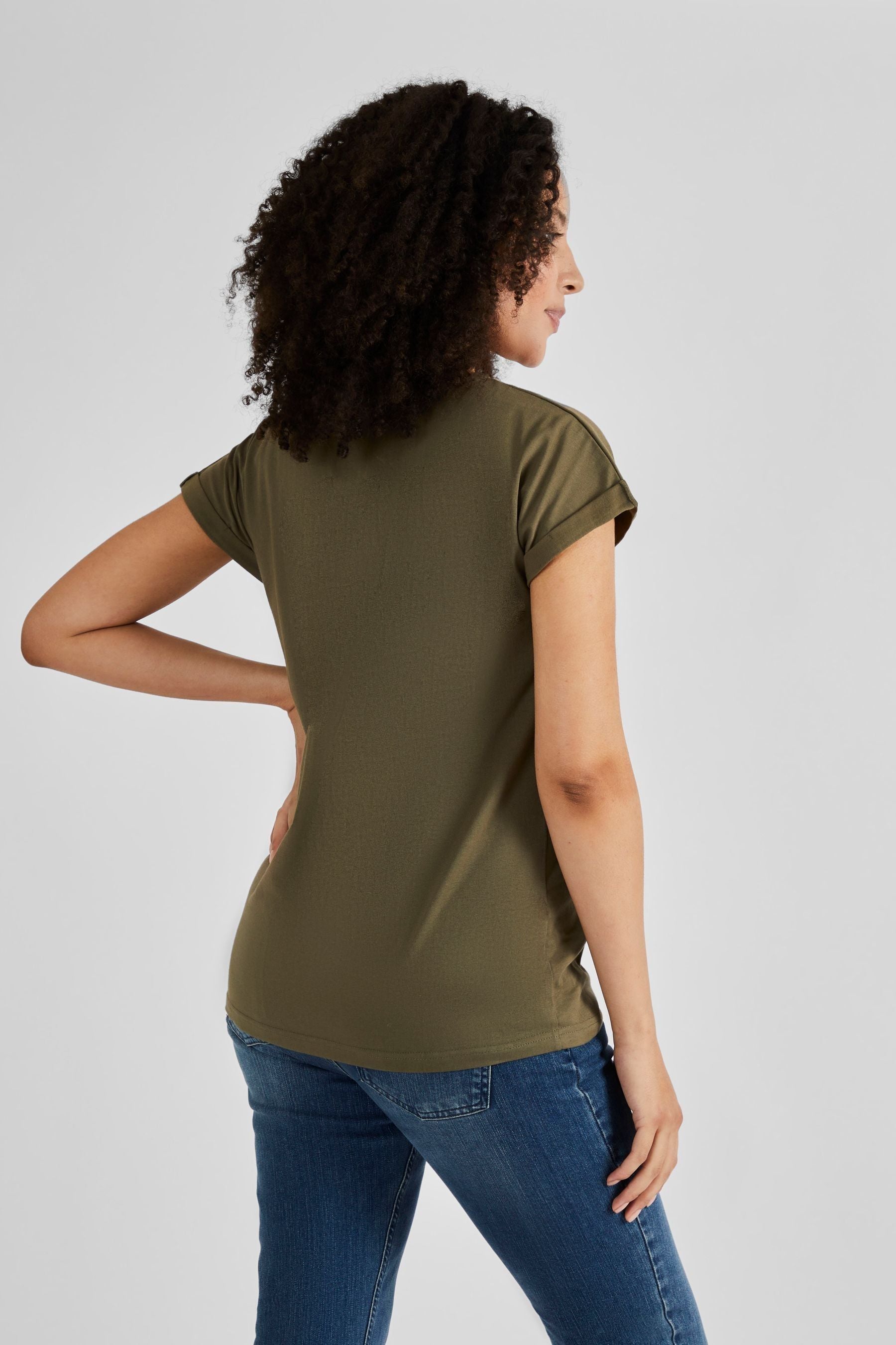 Khaki Green JoJo Maman Bébé Boyfriend Cotton Maternity T-Shirt