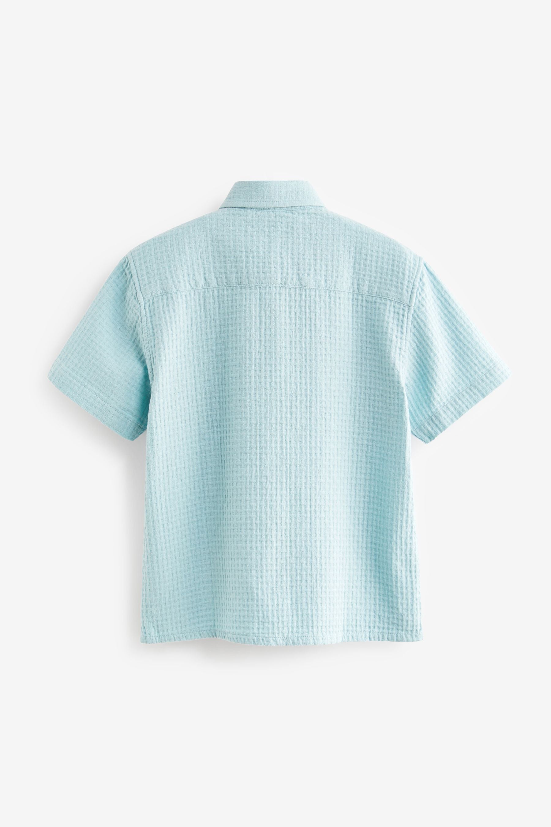 Blue Short Sleeve Textured Shirt (3-16yrs)