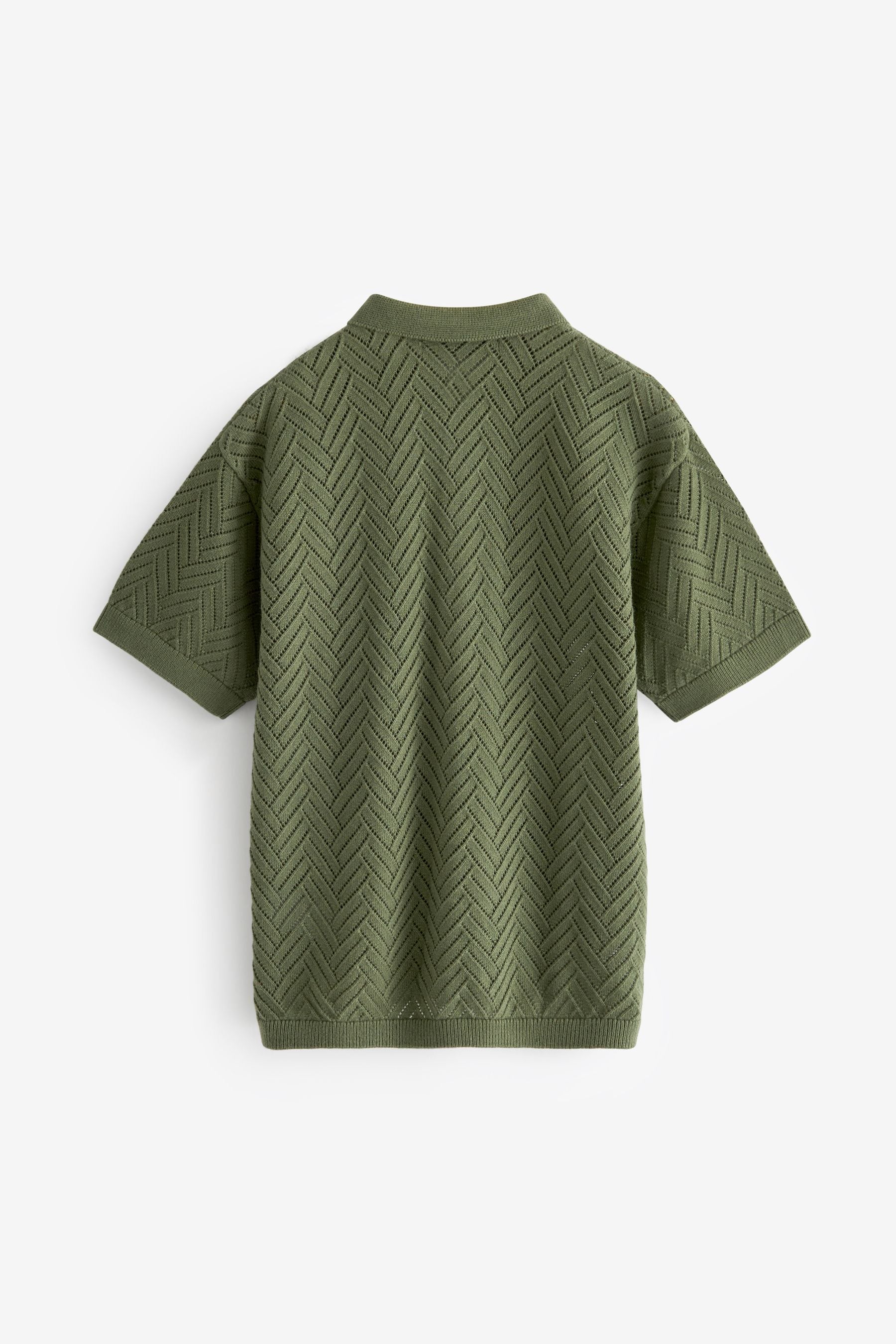 Khaki/Green Polo Short Sleeve Trophy Neck Jumper (3-16yrs)