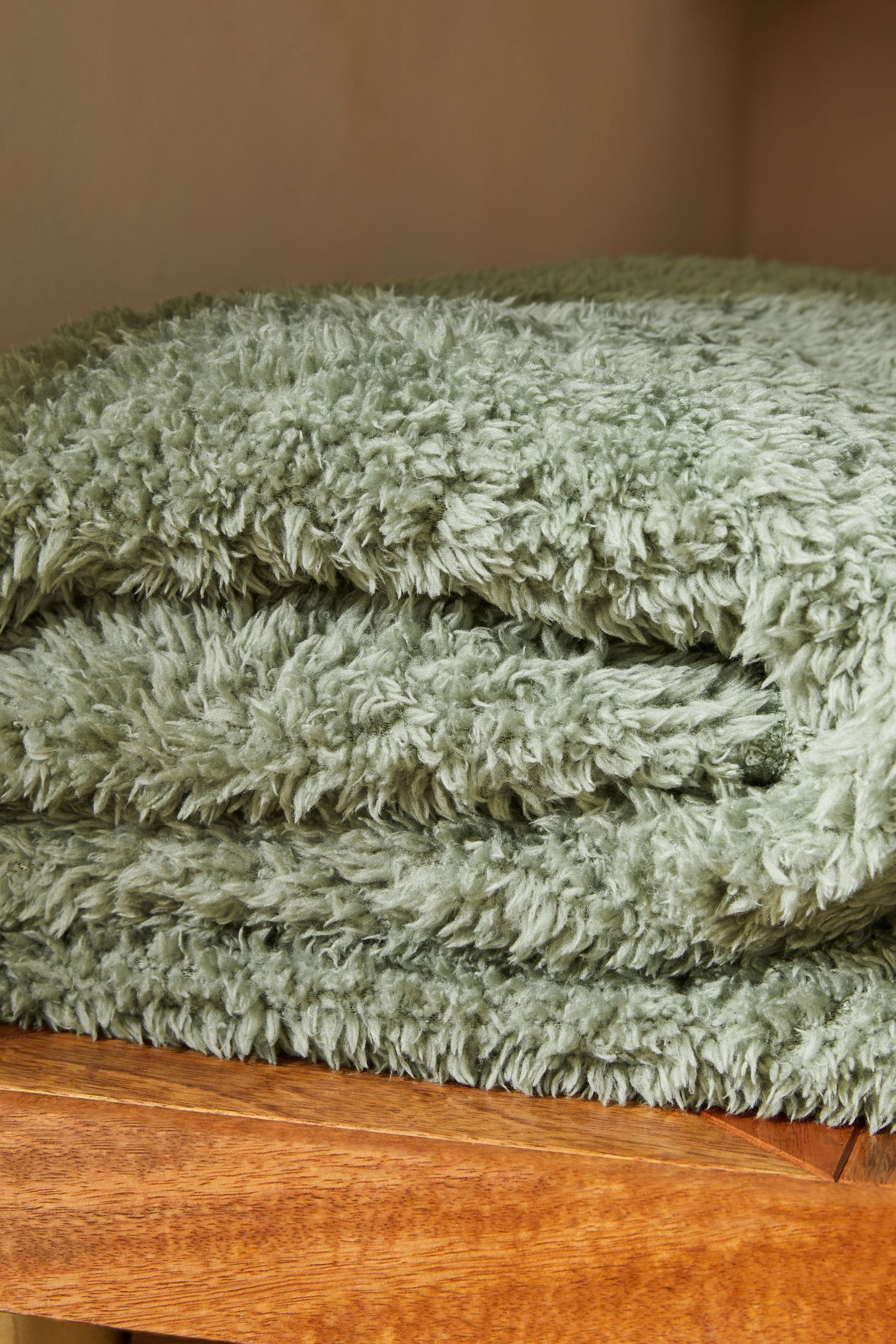 Sage Green Snuggle Teddy Fleece Throw