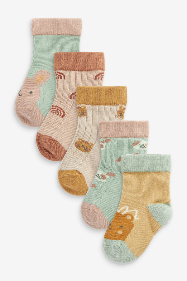 Muted Character Baby Socks 5 Pack (0mths-2yrs)