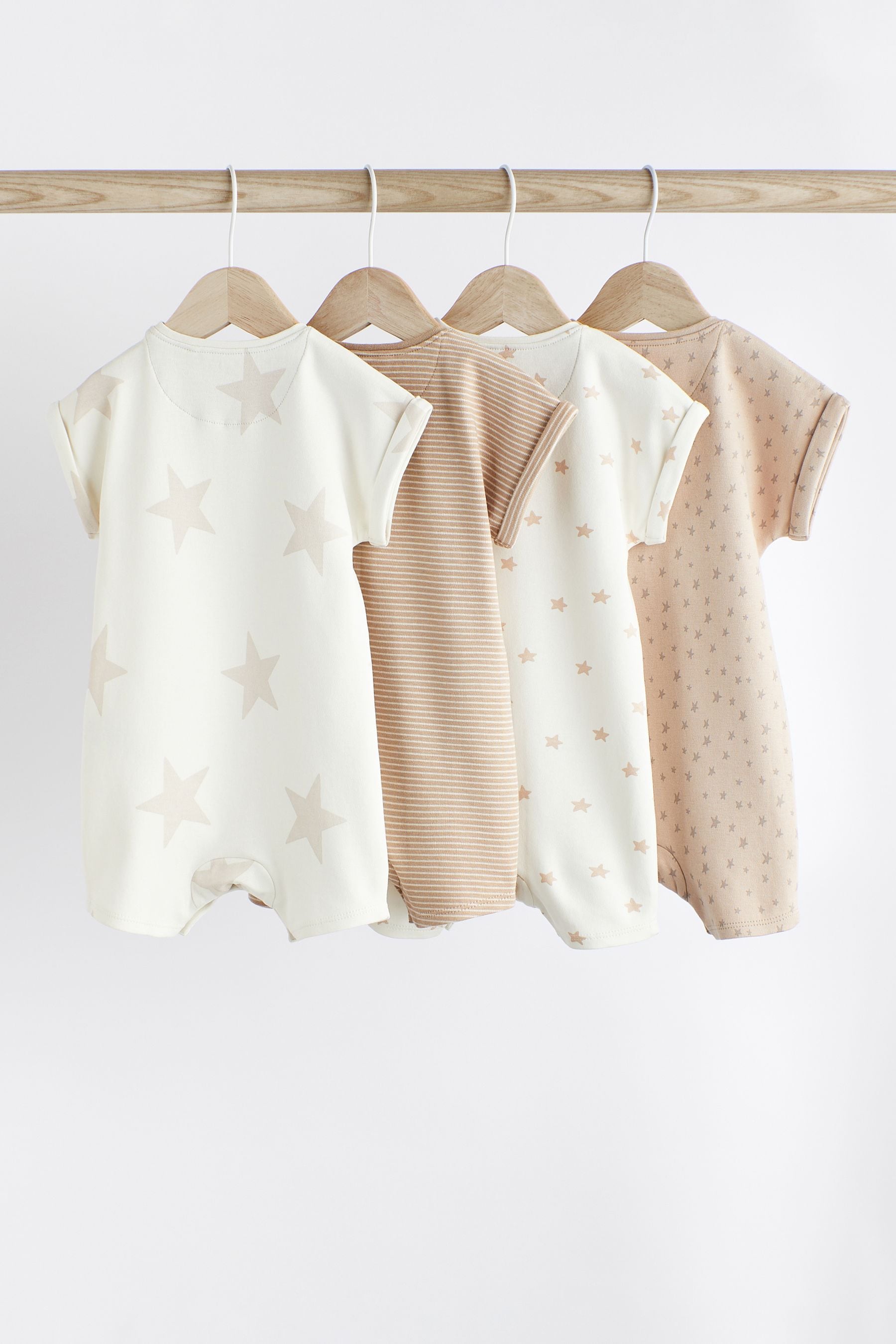 Neutral Star Baby 100% Cotton Romper 4 Pack (0mths-3yrs)