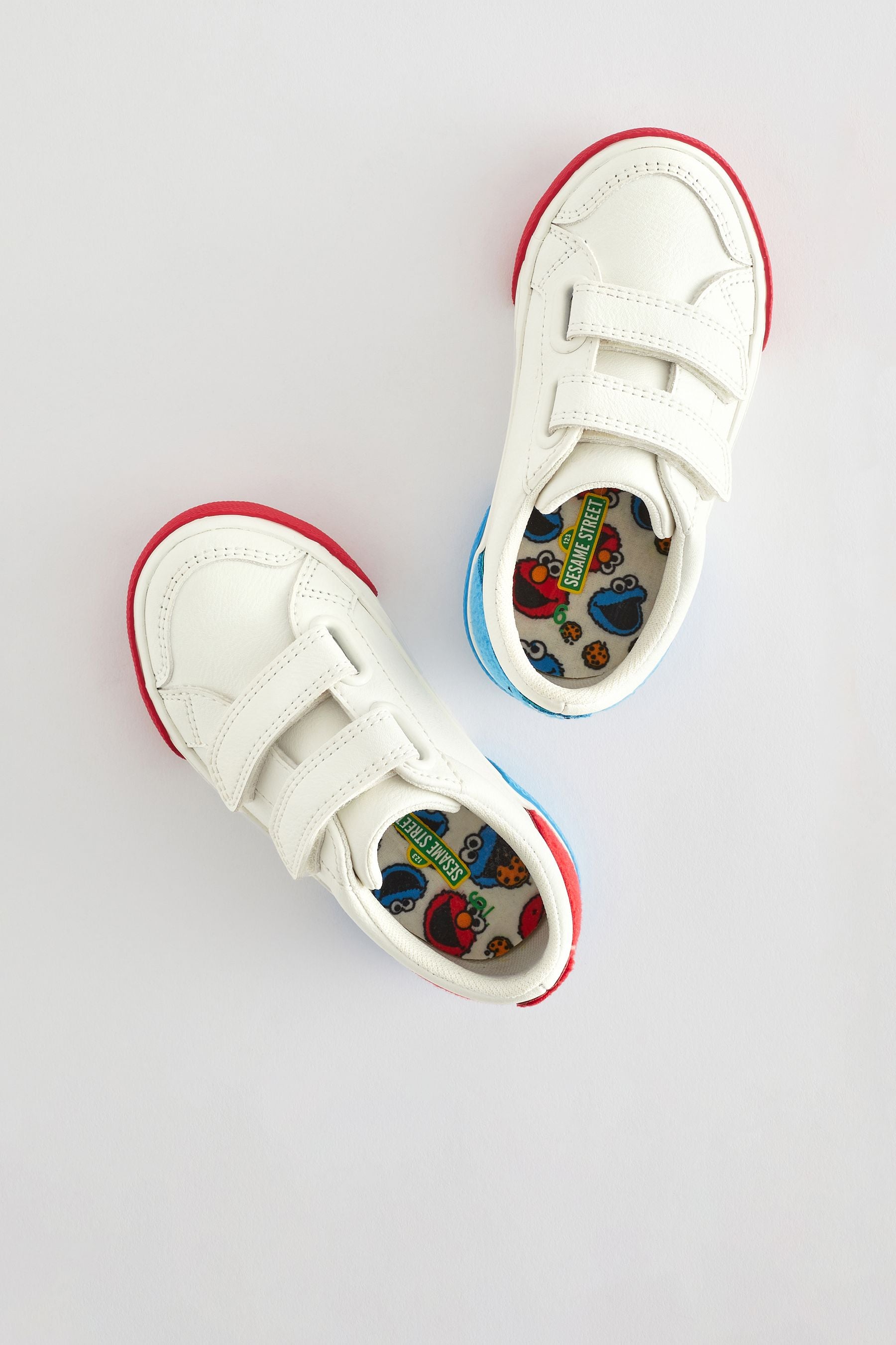 White Sesame Street Two Strap Touch Fastening Shoes