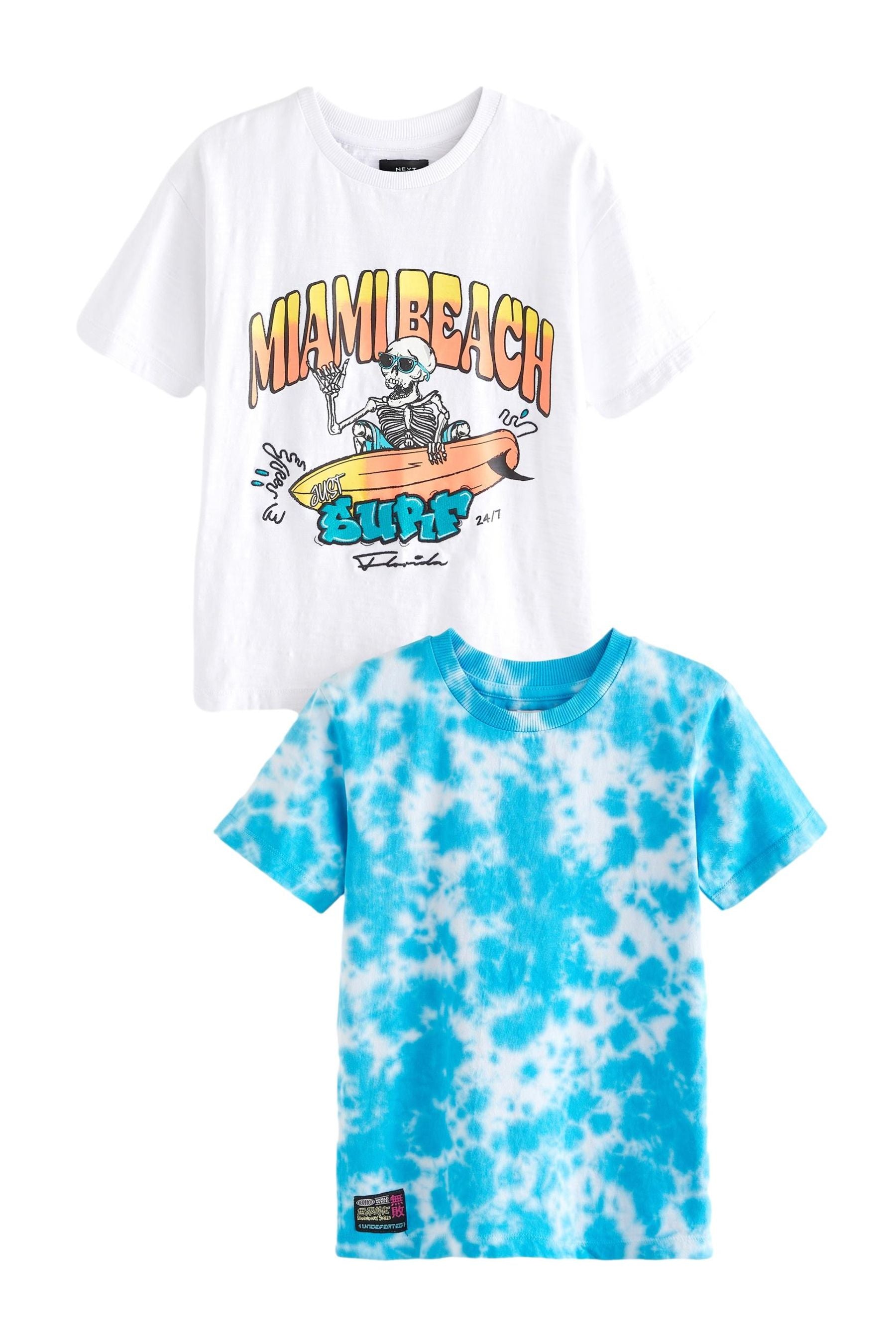 Blue Tie Dye Graphic Short Sleeve T-Shirts 2 Pack (3-16yrs)