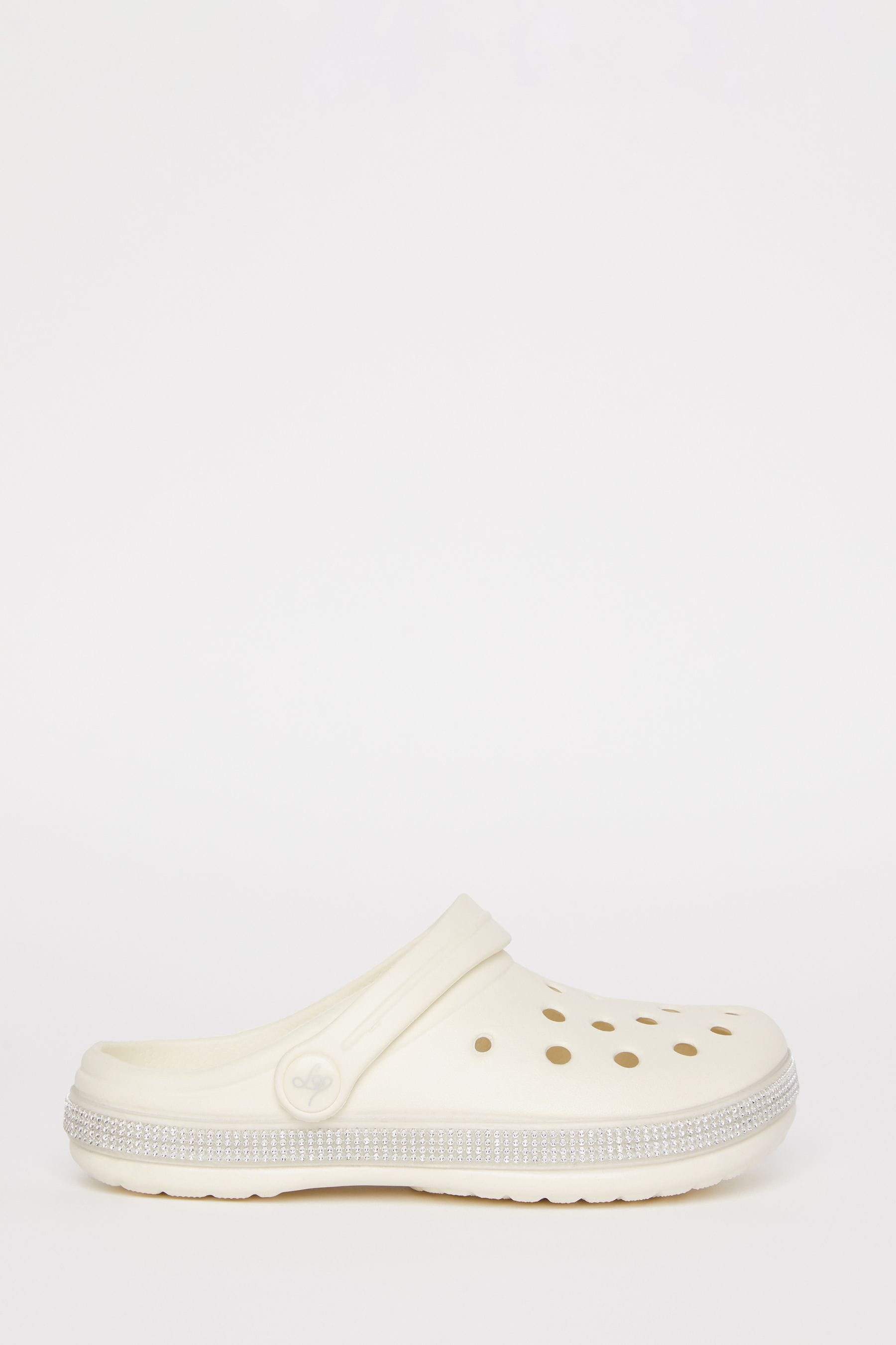 White Slip On Glitter Clog Sandals