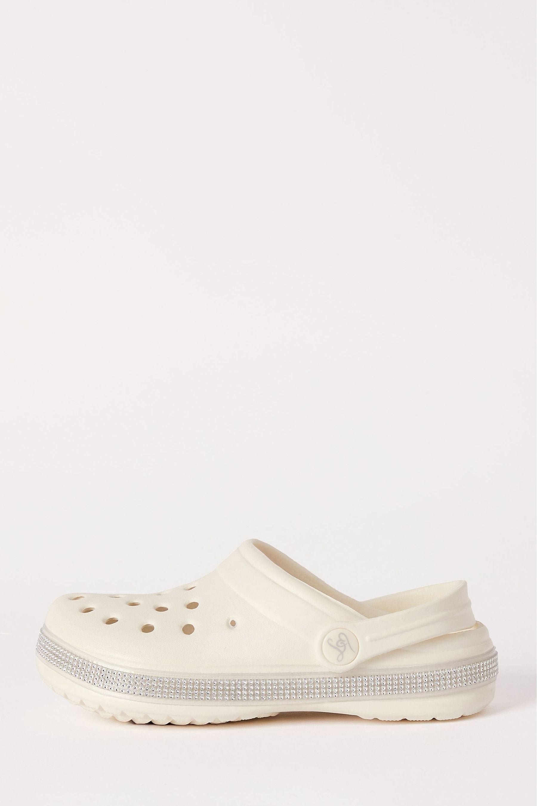 White Slip On Glitter Clog Sandals