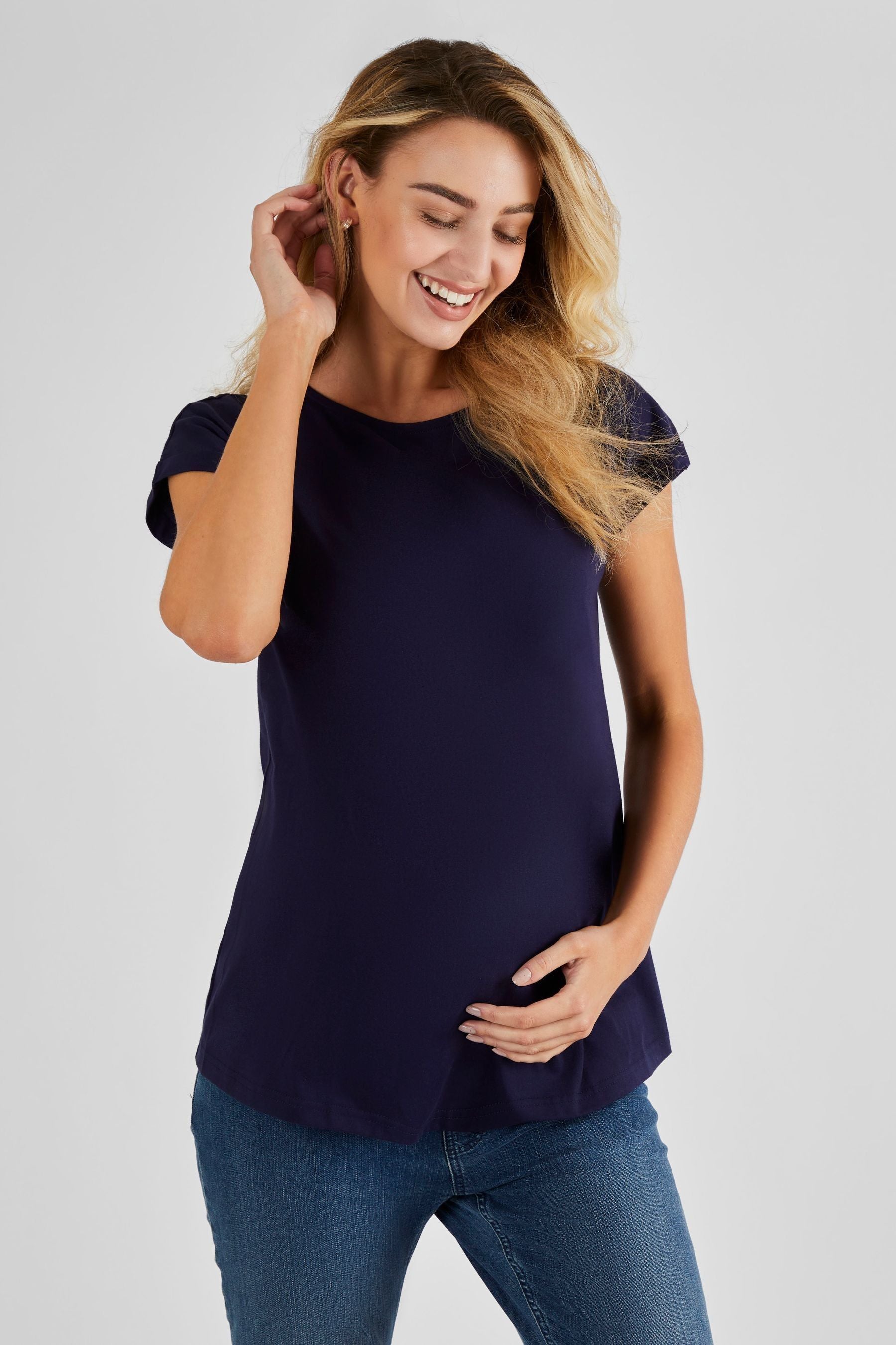 Navy Blue JoJo Maman Bébé Boyfriend Cotton Maternity T-Shirt