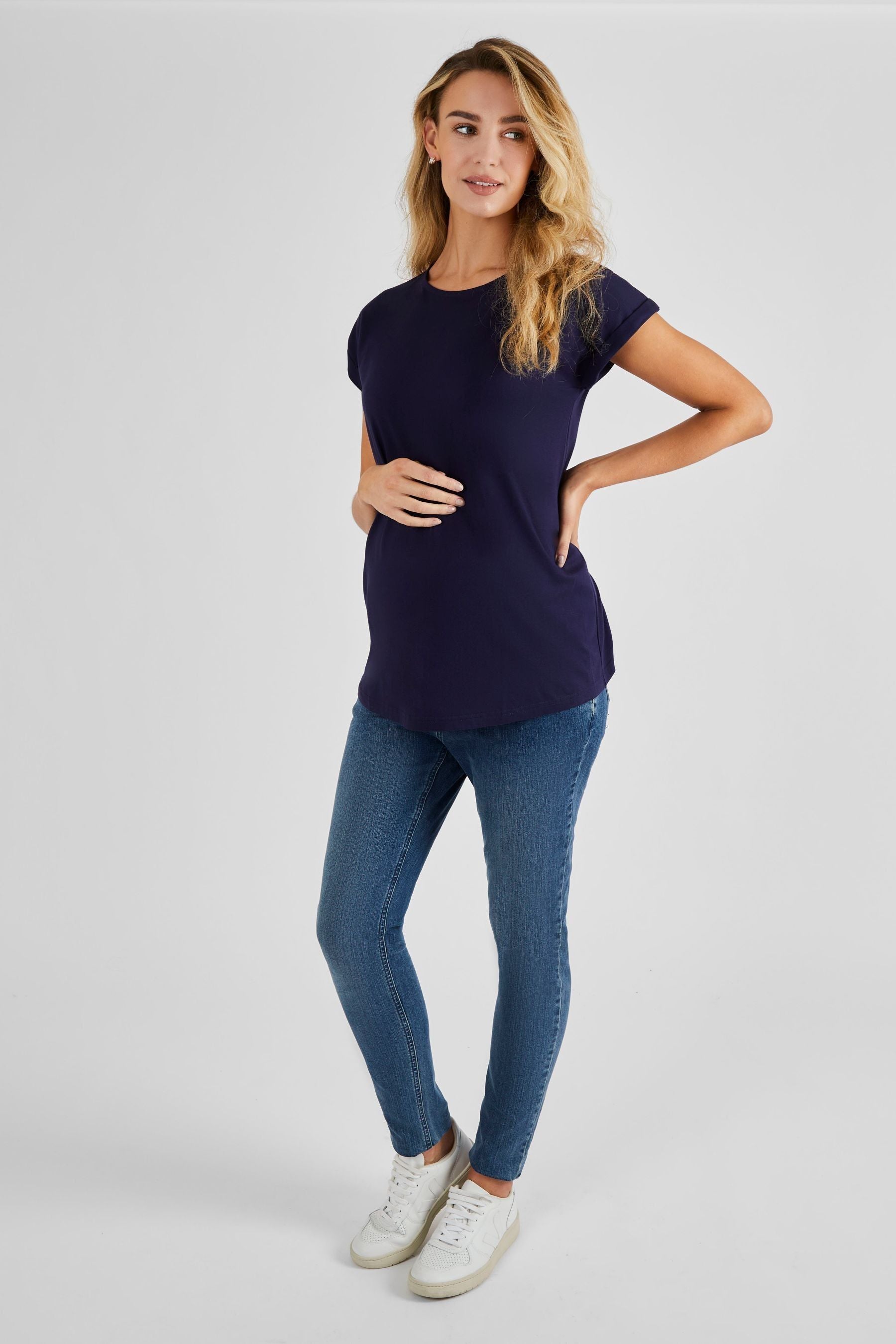 JoJo Maman Bébé Navy Blue Boyfriend Cotton Maternity T-Shirt