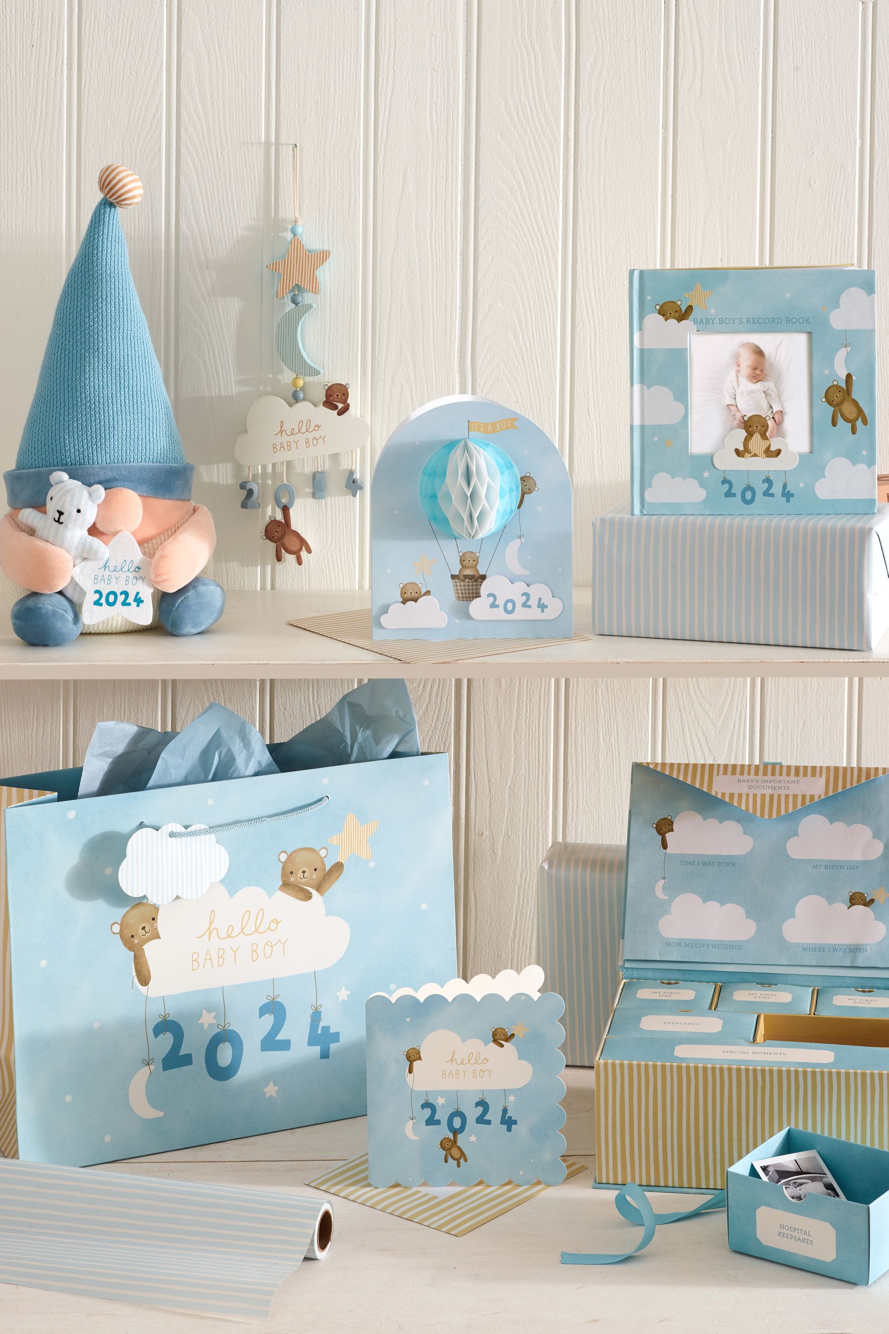 Blue Boy Born in 2024 Gift Bag and Card Set