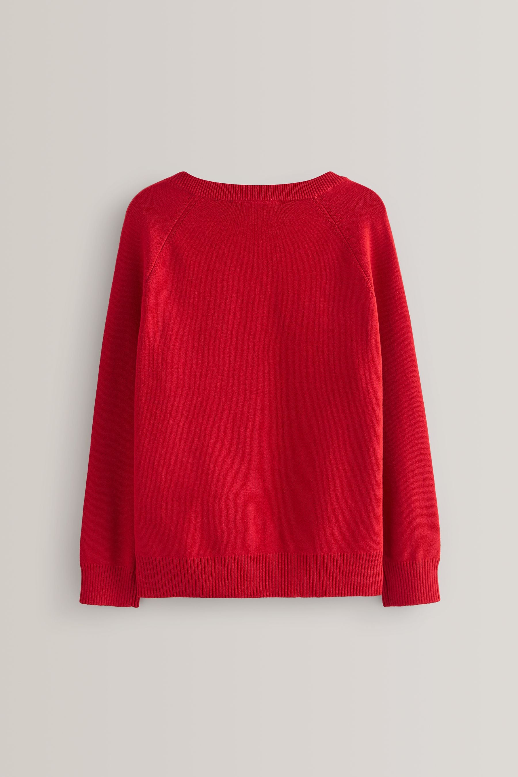 Red Knitted V-Neck School Jumper (3-18yrs)