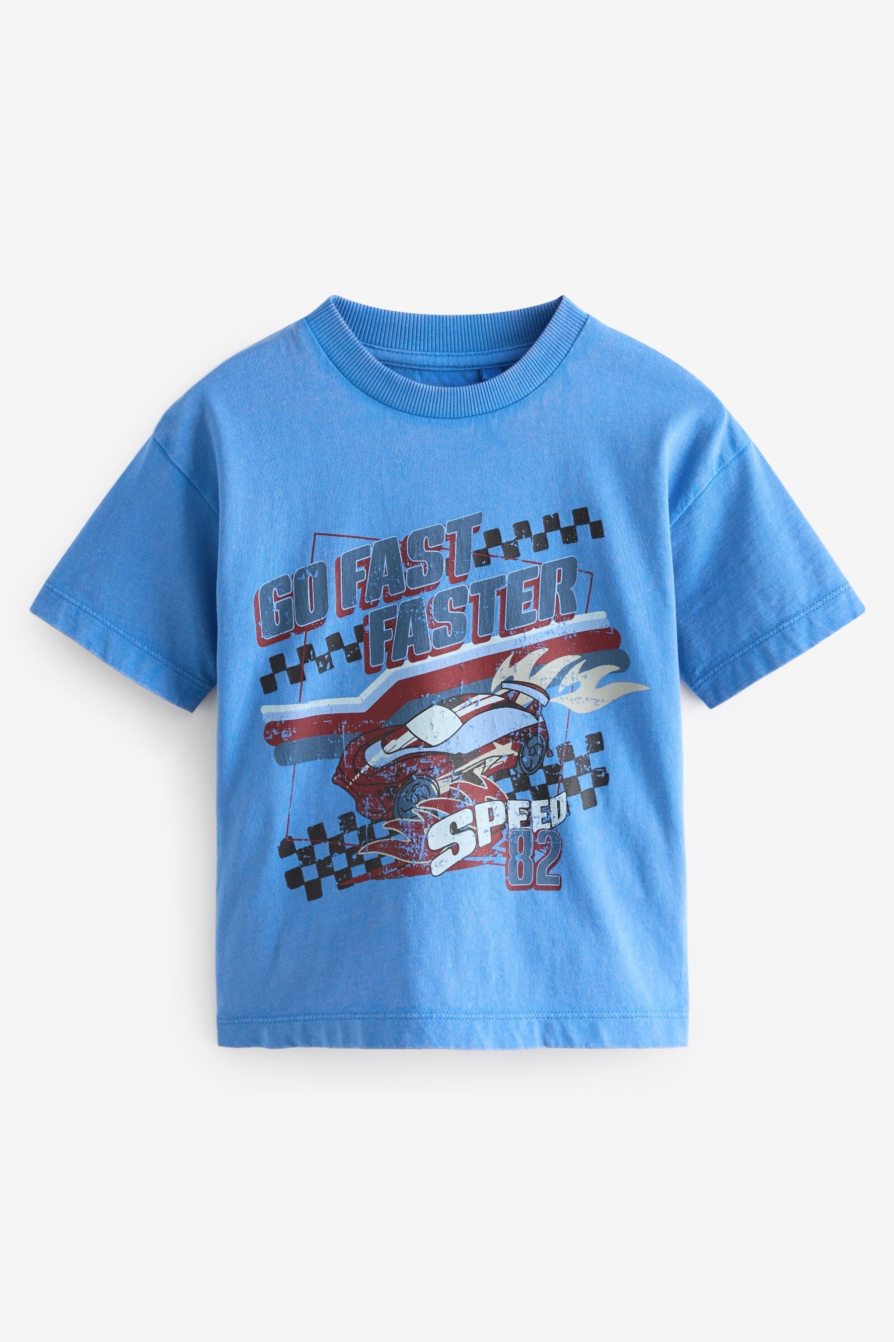 Blue Car 100% Cotton Short Sleeve Character T-Shirt (3mths-7yrs)