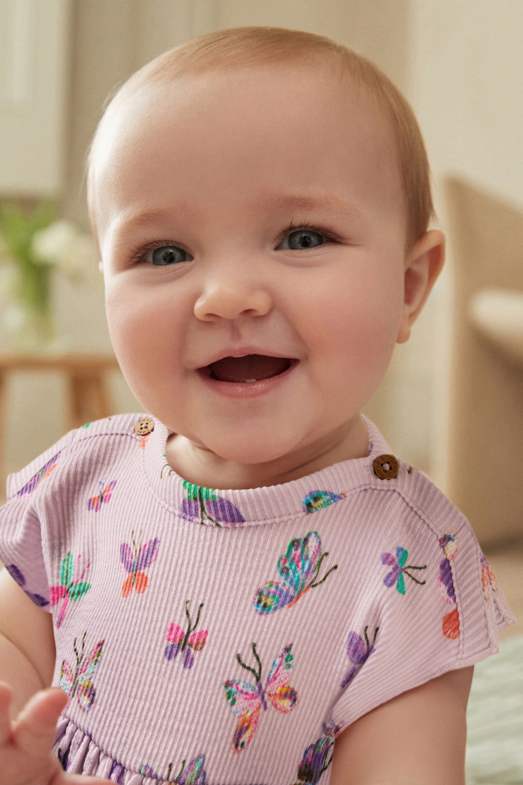 Lilac Purple Butterfly Baby Peplum Rib Top and Shorts 2 Piece Set