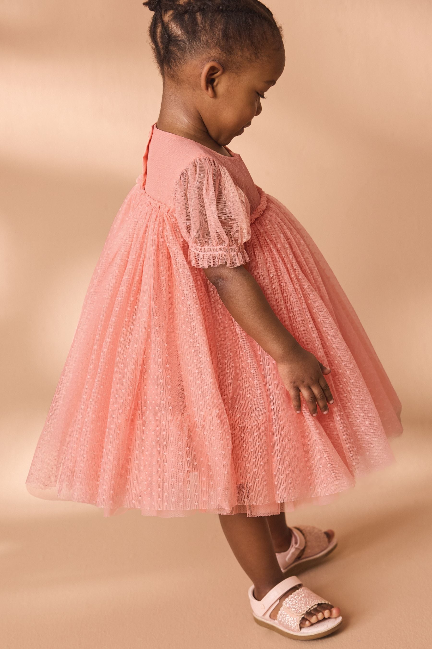 Coral Mesh Party Dress (3mths-7yrs)