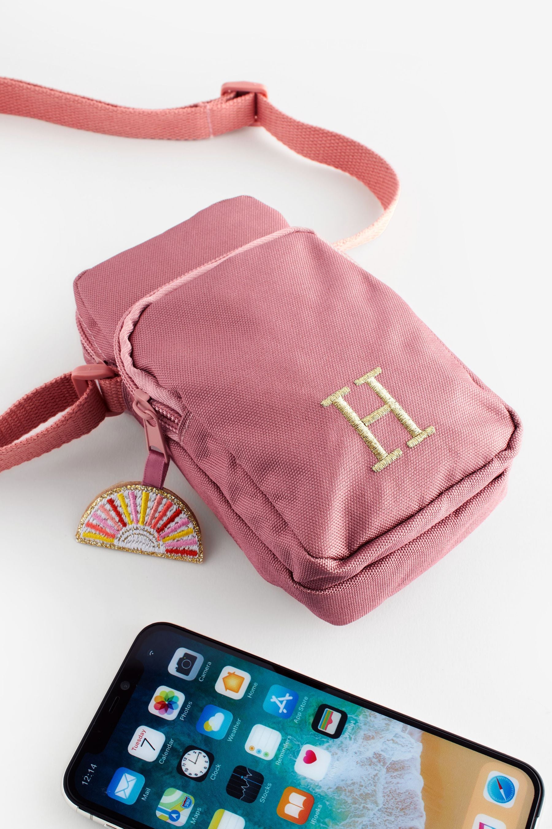 Bright Pink Initial Sun patch Cross-Body Bag