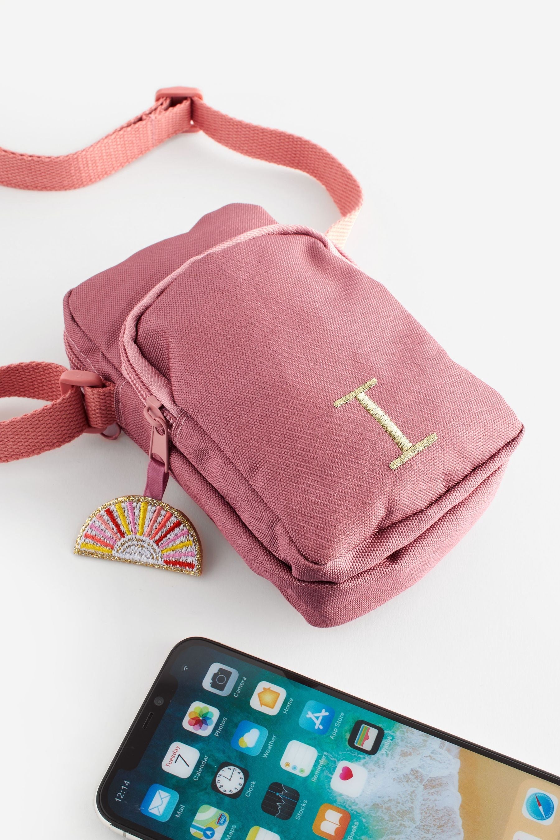 Bright Pink Initial Sun patch Cross-Body Bag