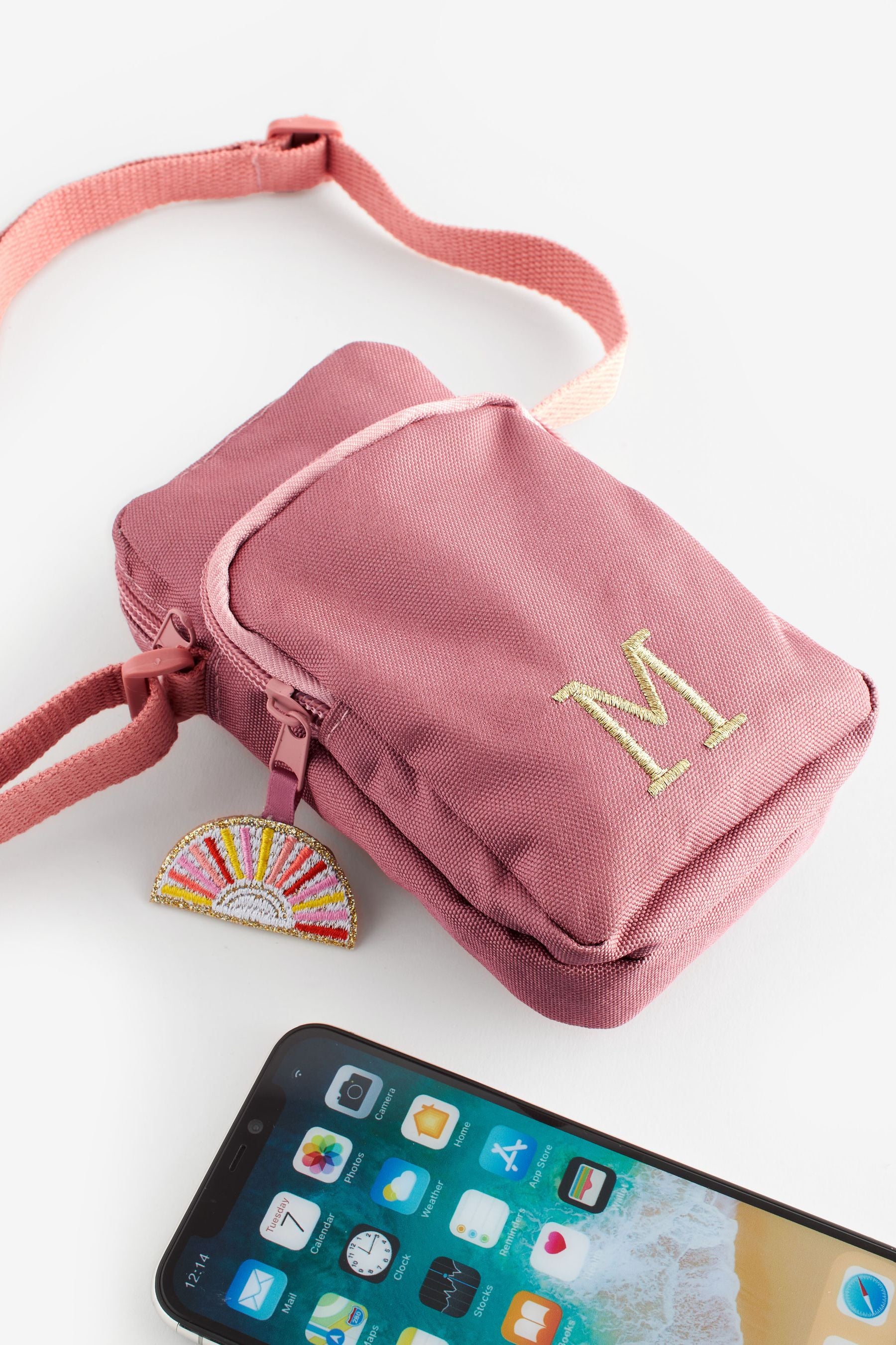 Bright Pink Initial Sun patch Cross-Body Bag