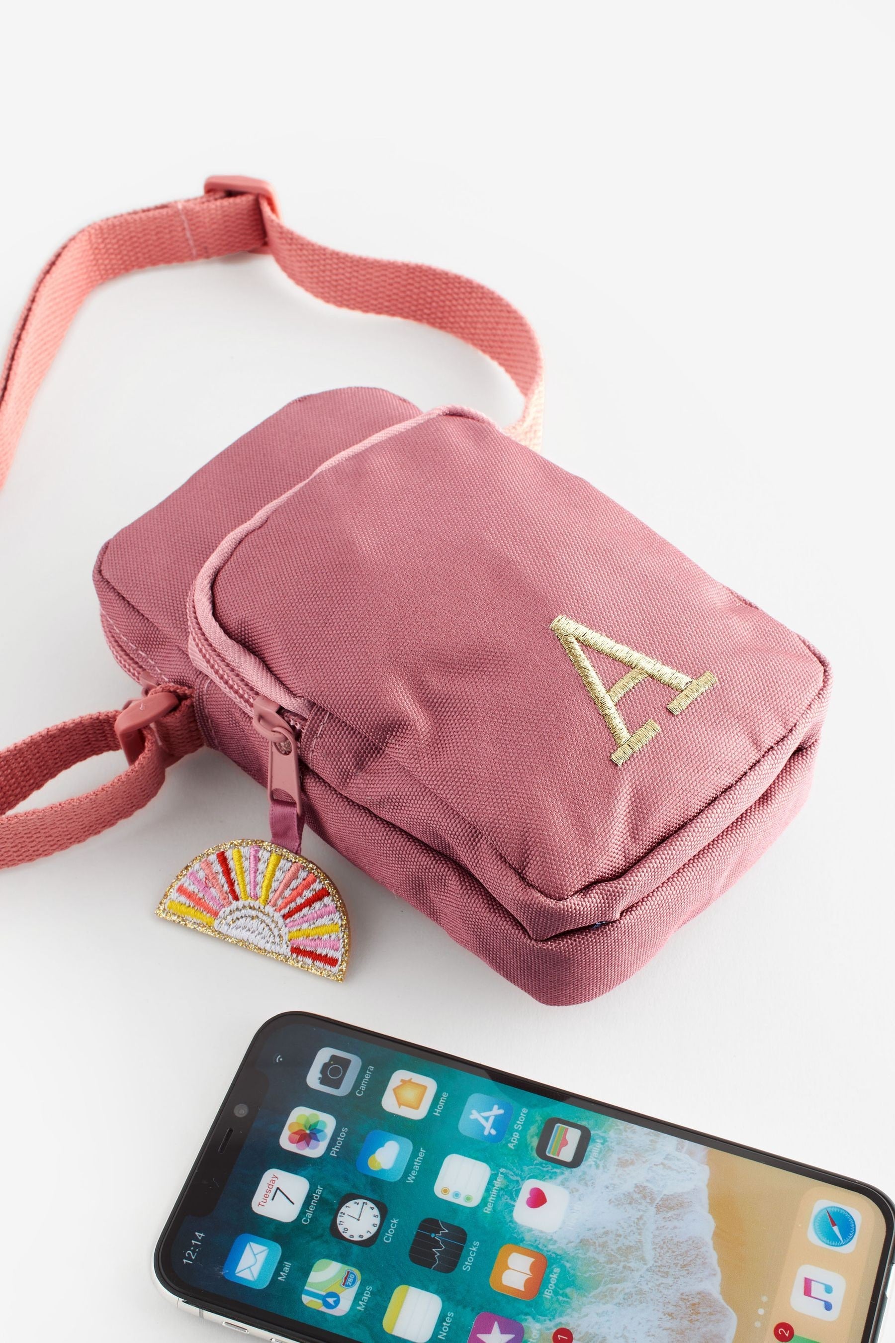 Bright Pink Initial Sun patch Cross-Body Bag