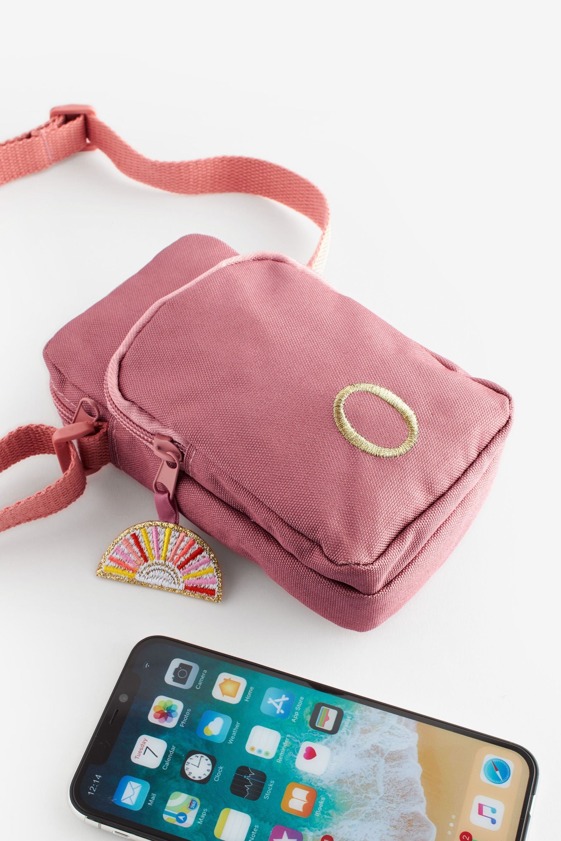 Bright Pink Initial Sun patch Cross-Body Bag