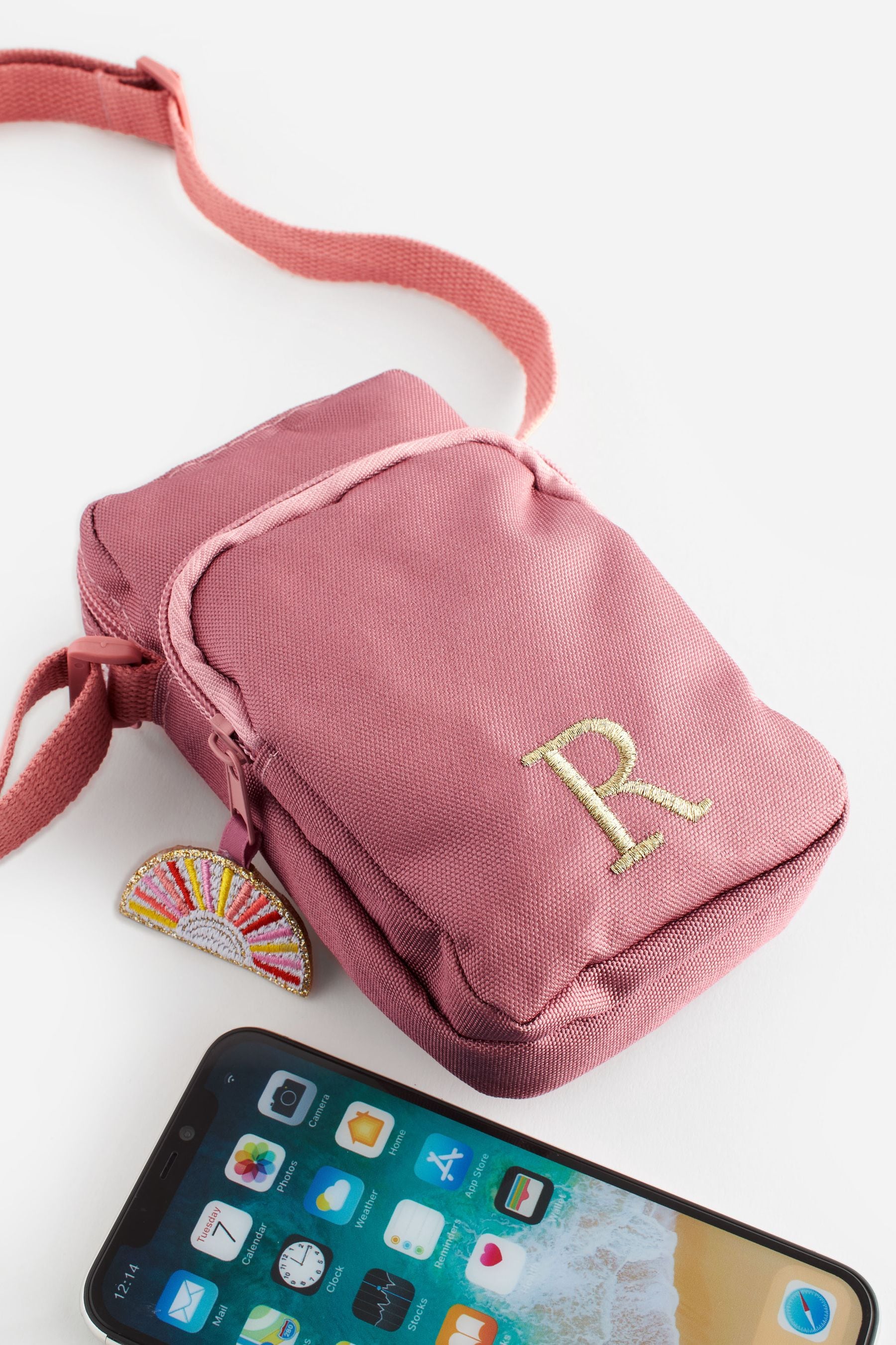 Bright Pink Initial Sun patch Cross-Body Bag