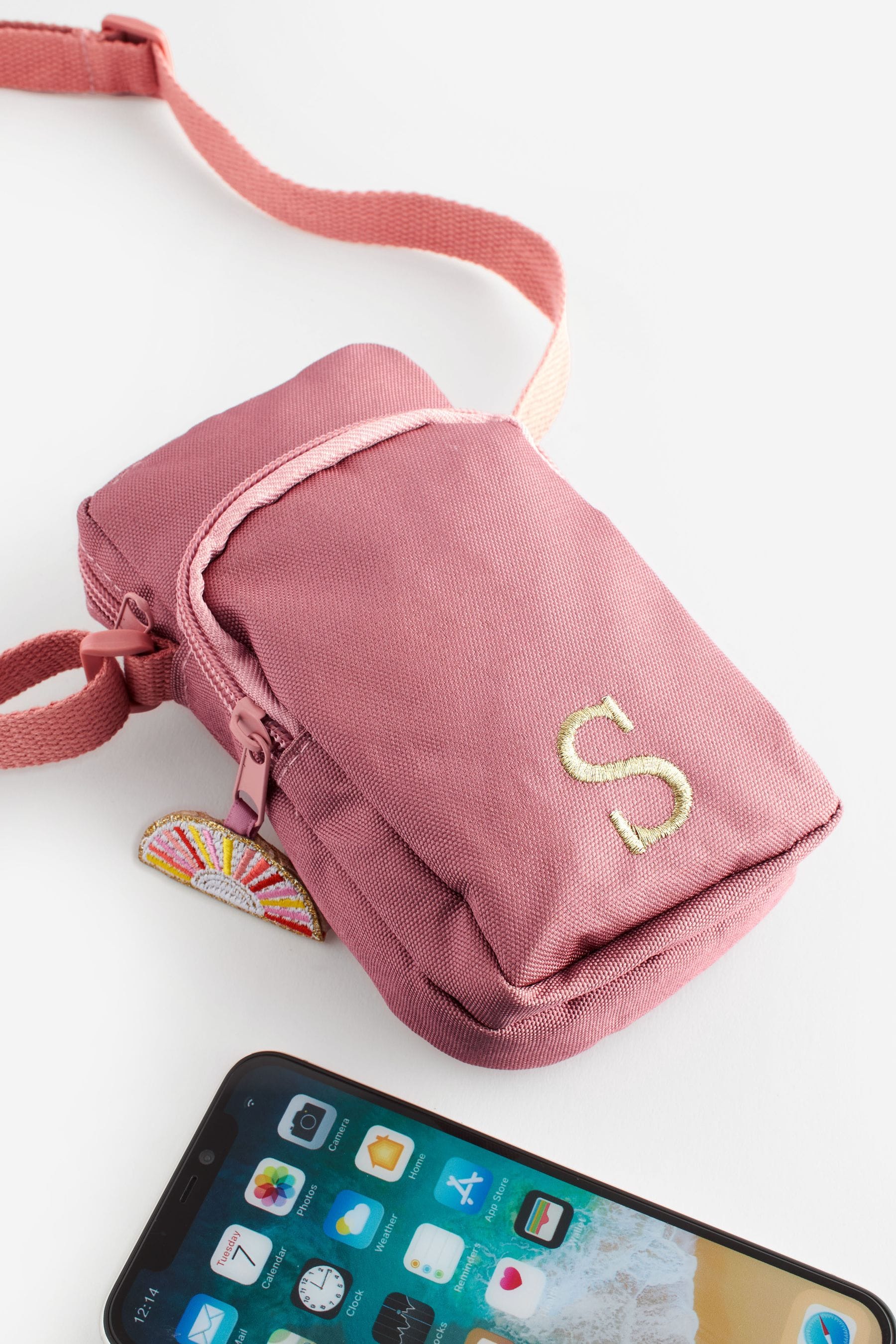 Bright Pink Initial Sun patch Cross-Body Bag