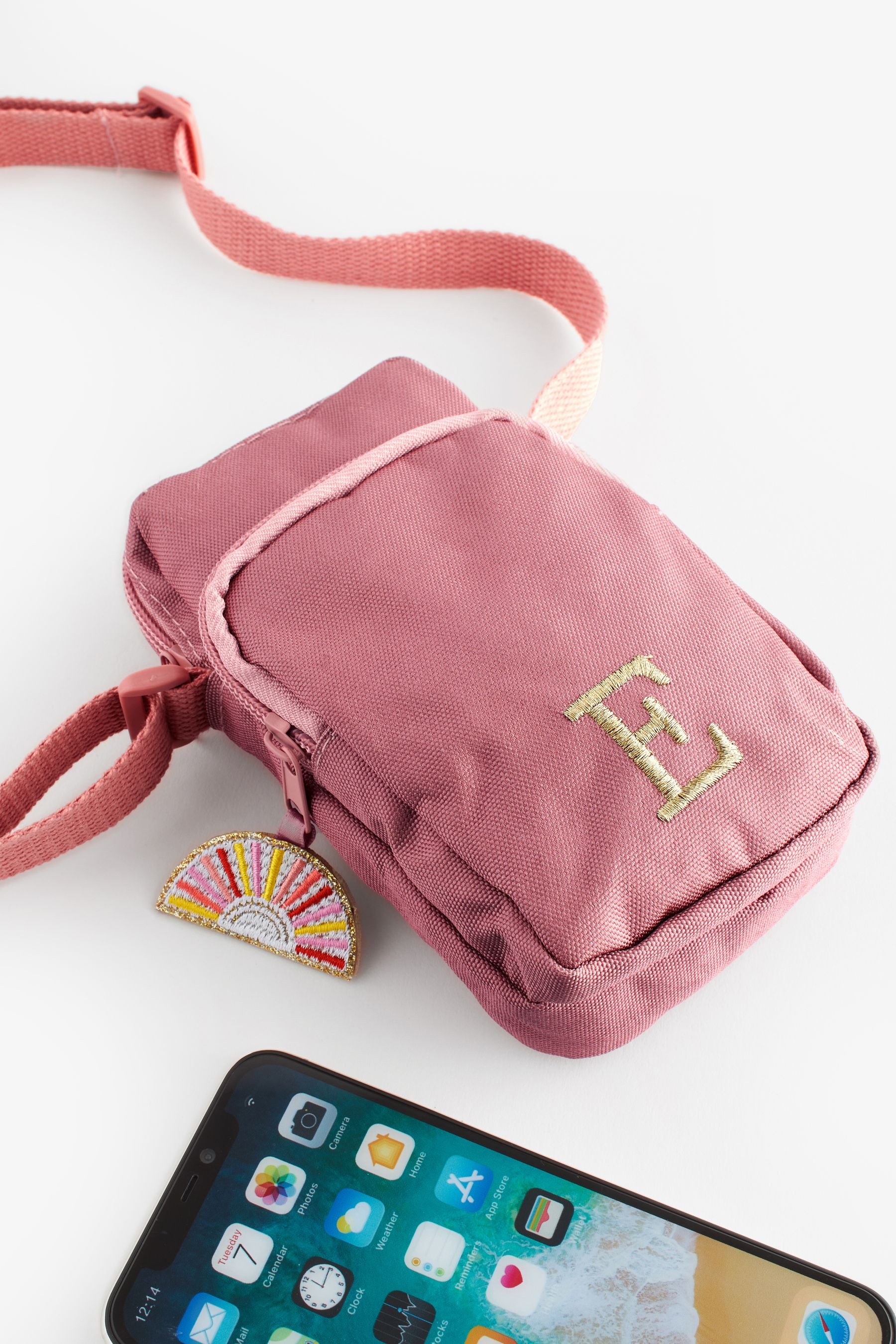 Bright Pink Initial Sun patch Cross-Body Bag