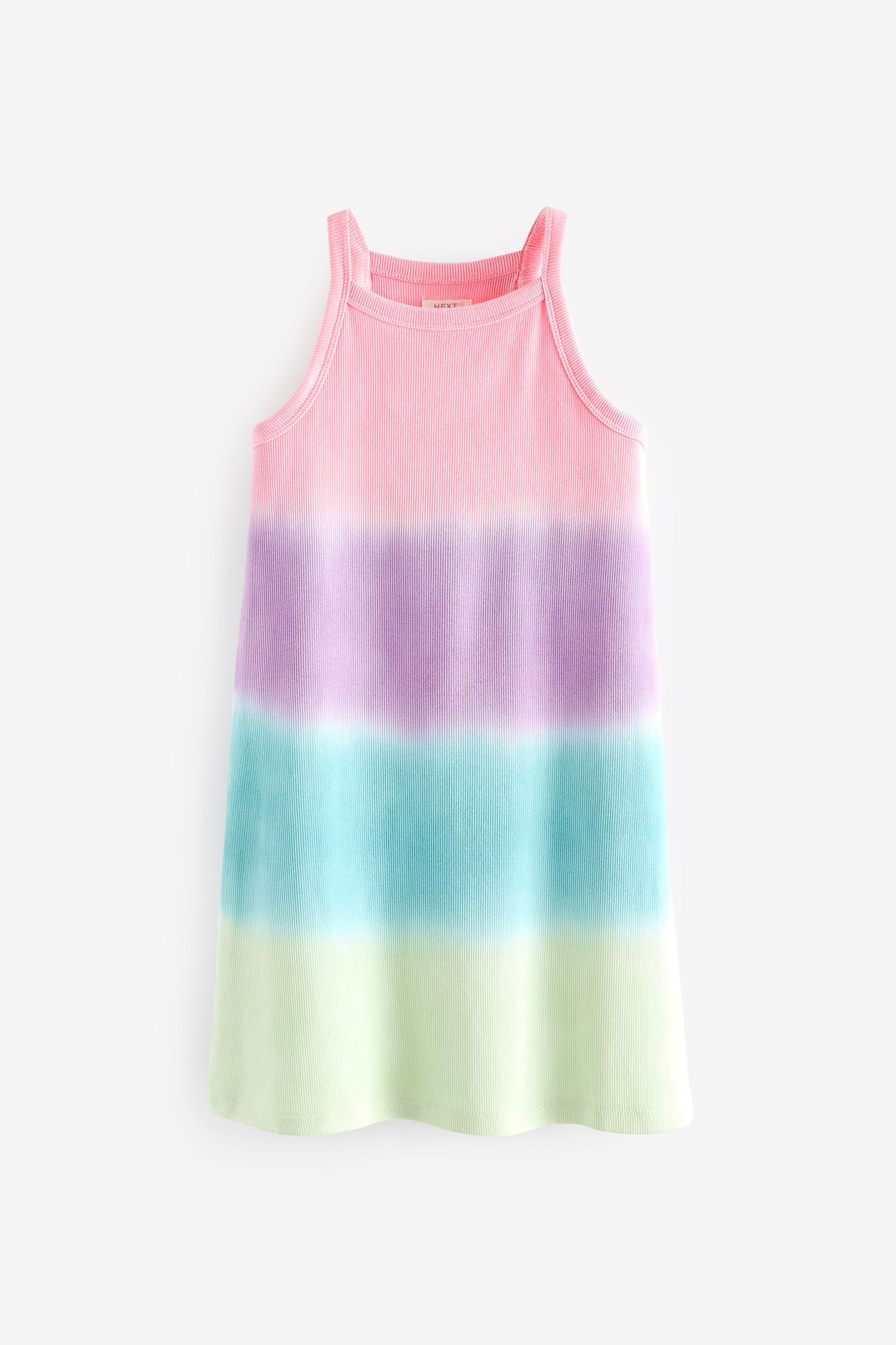 Rainbow Tie Dye Ribbed Racer Jersey Dress (3-16yrs)