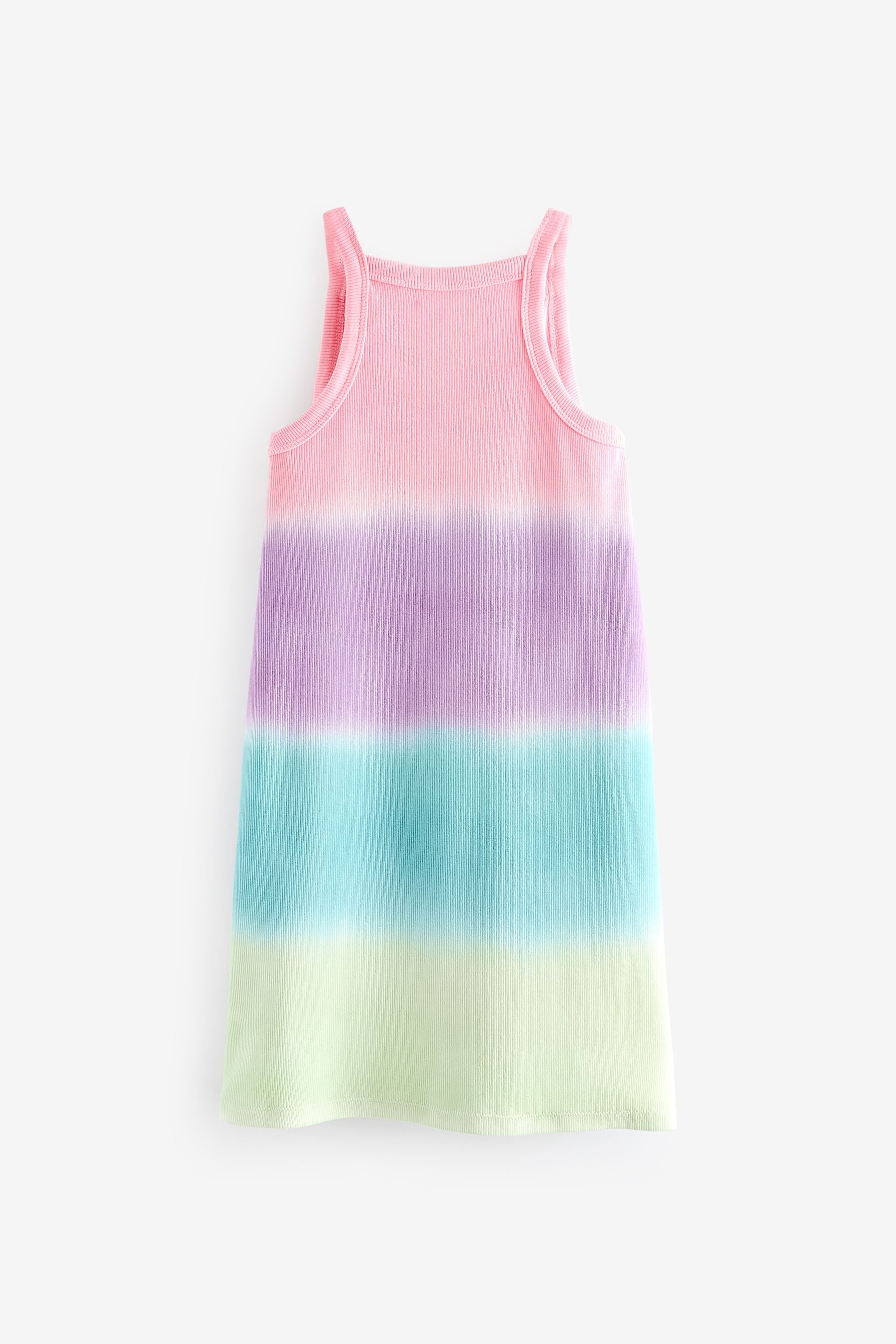 Rainbow Tie Dye Ribbed Racer Jersey Dress (3-16yrs)