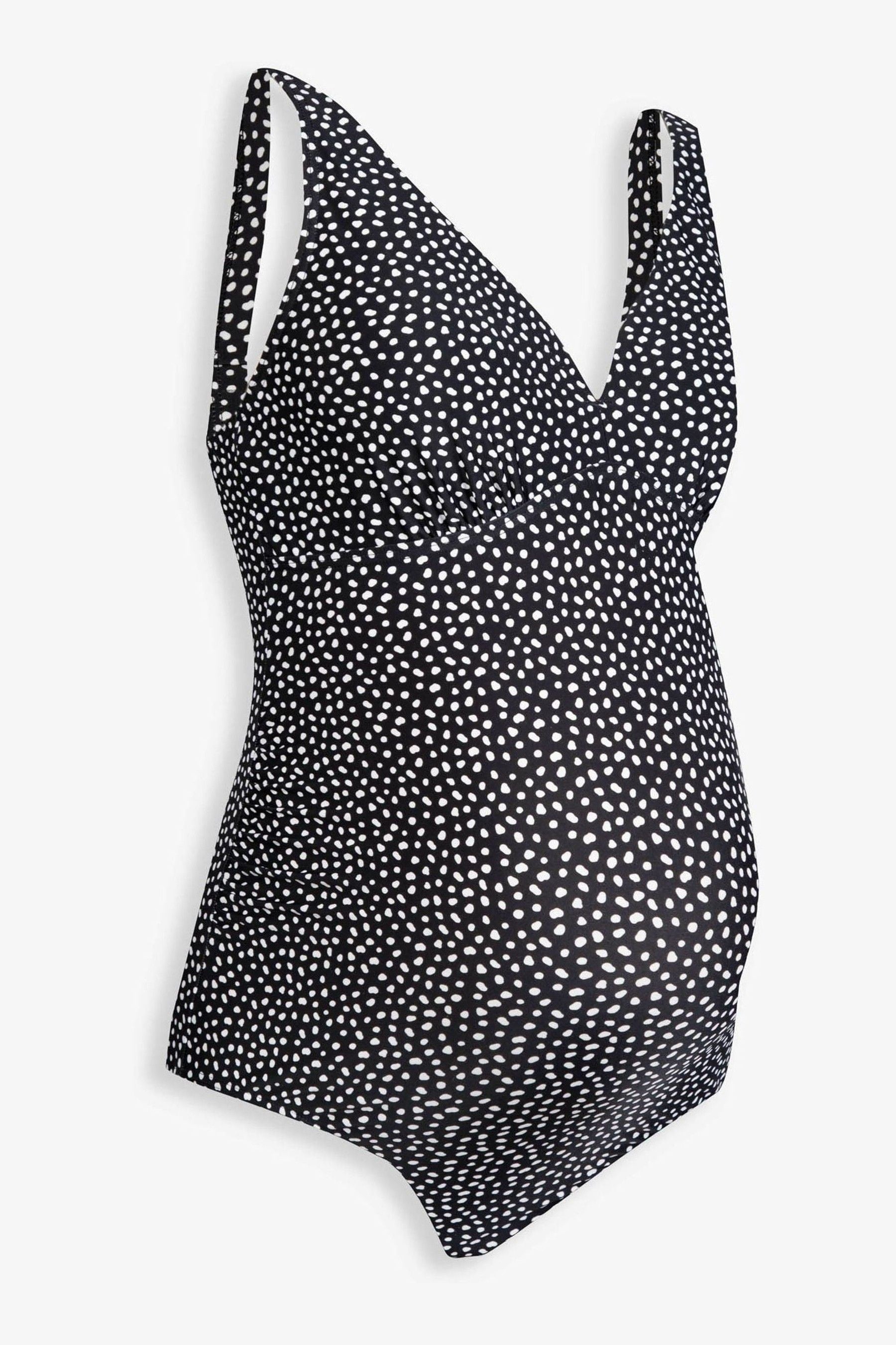 JoJo Maman Bébé Black & White Spot V-Neck Maternity Swimsuit