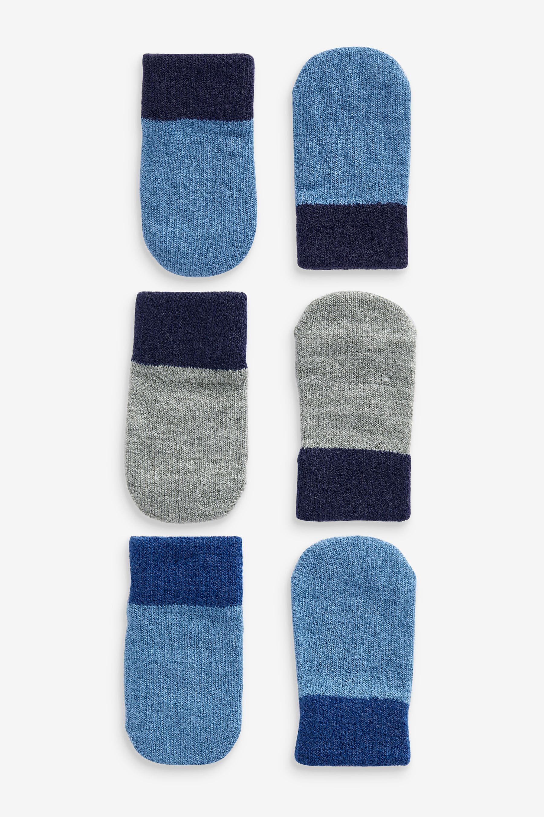 Navy/Bue/Grey Mittens 3 Pack (3mths-6yrs)