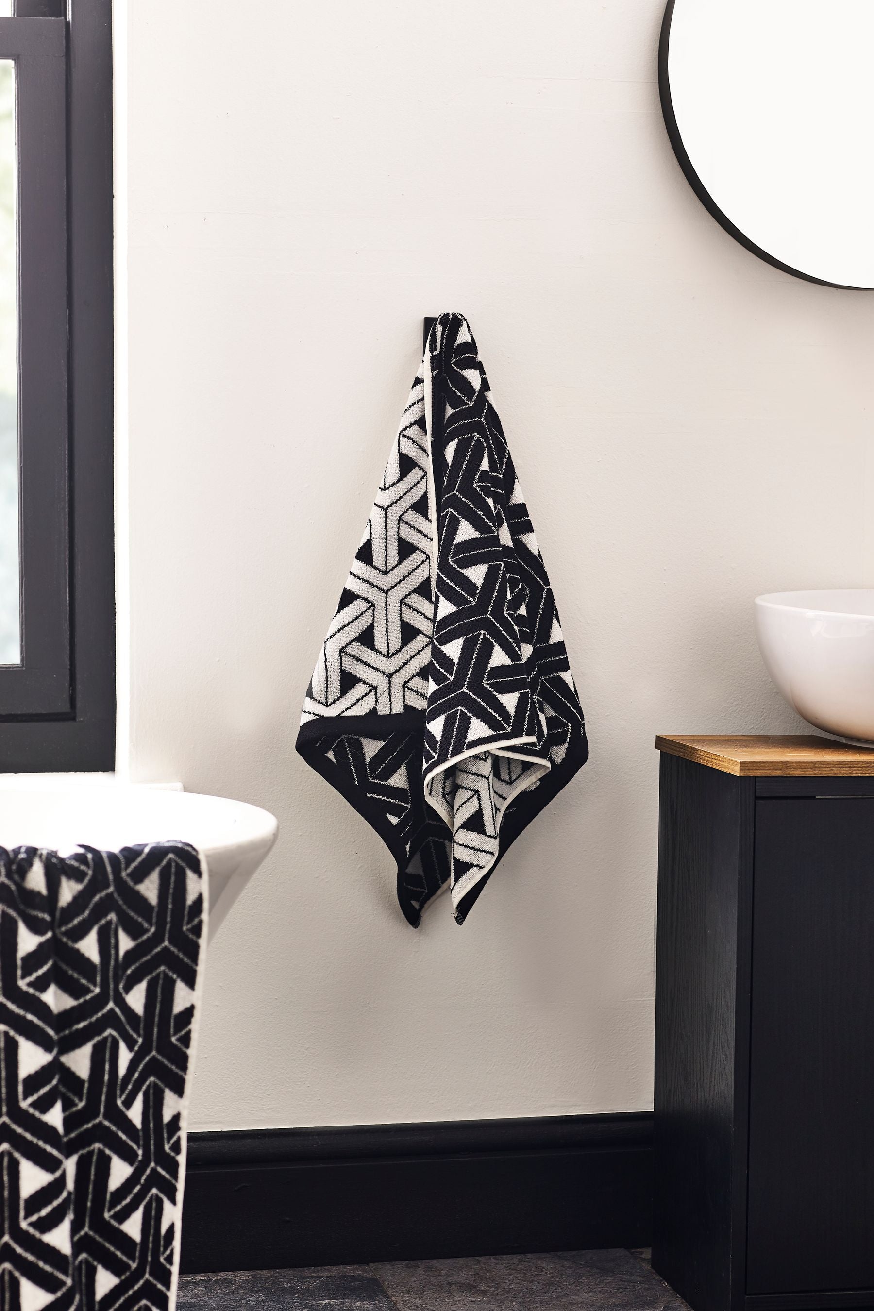 Monochrome Geo 100% Cotton Towel