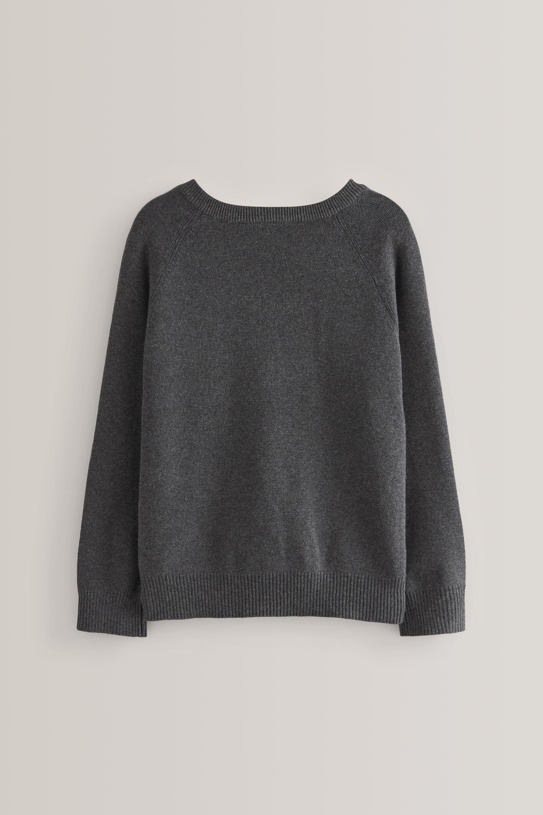 Grey Knitted V-Neck School Jumper (3-18yrs)