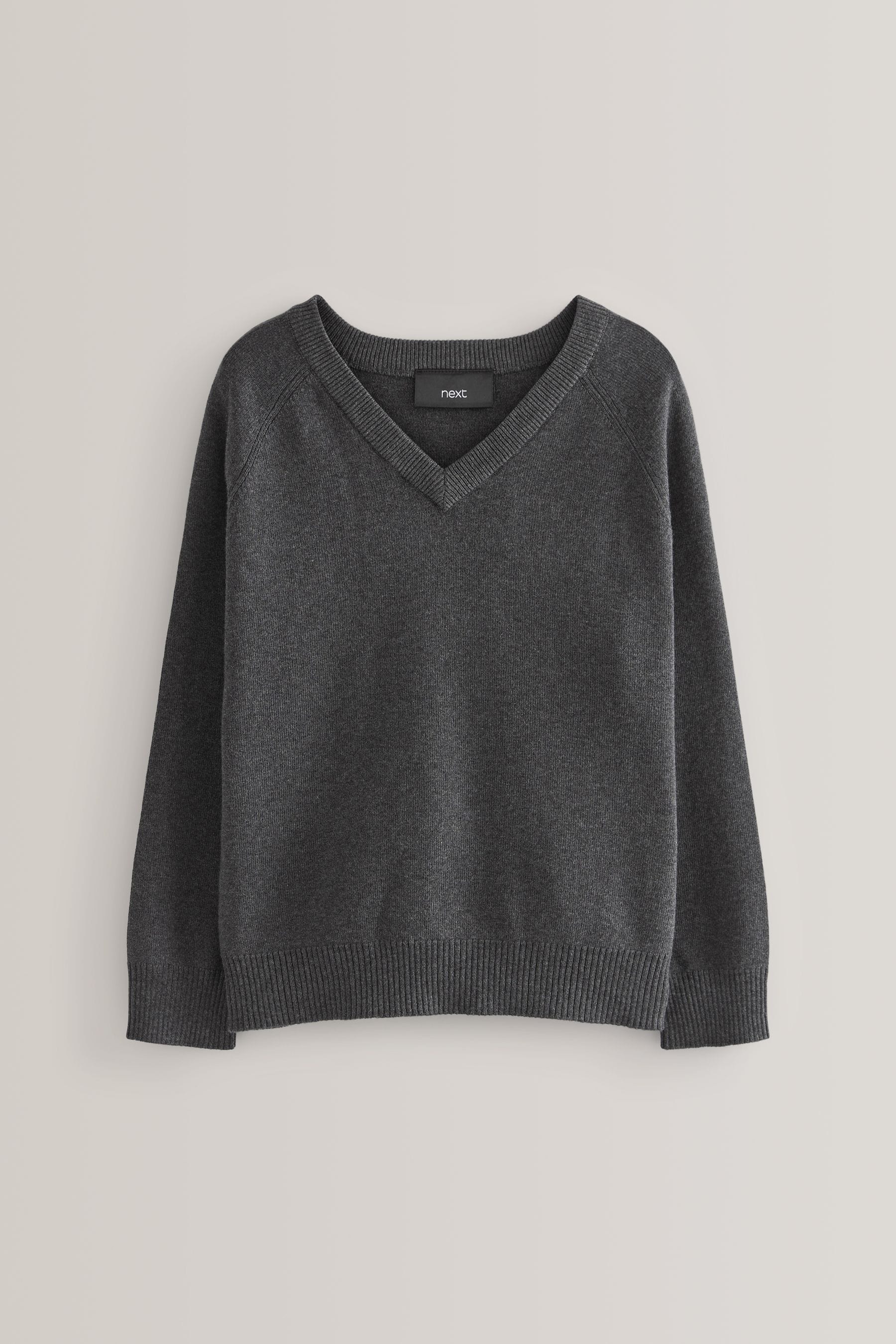 Grey Knitted V-Neck School Jumper (3-18yrs)