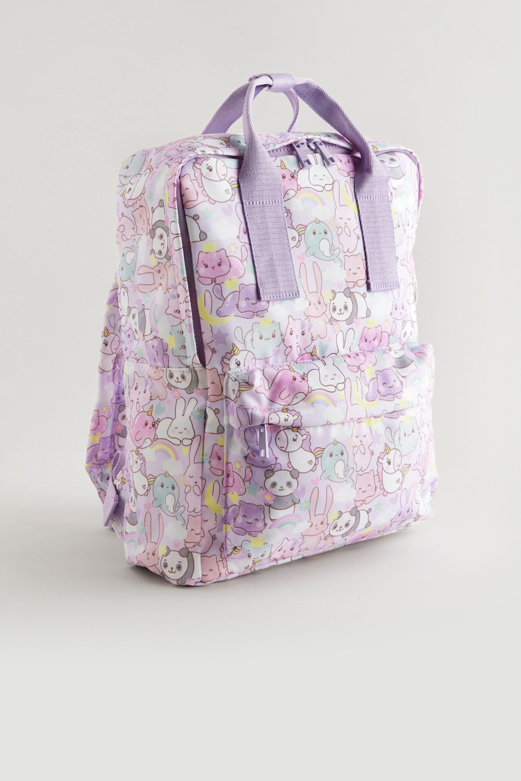 Purple Kawaii Character Double Handle Backpack