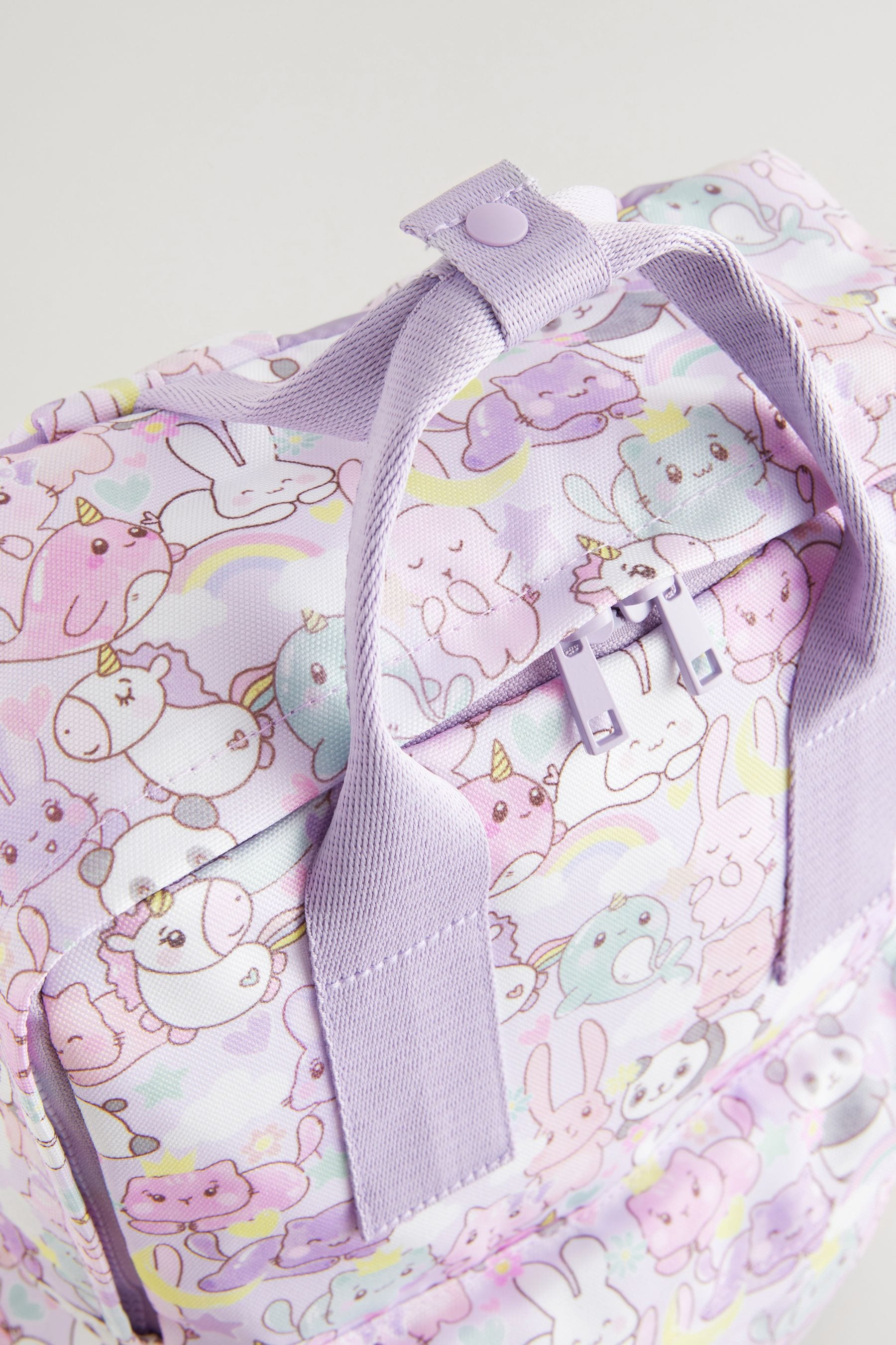 Purple Kawaii Character Double Handle Backpack