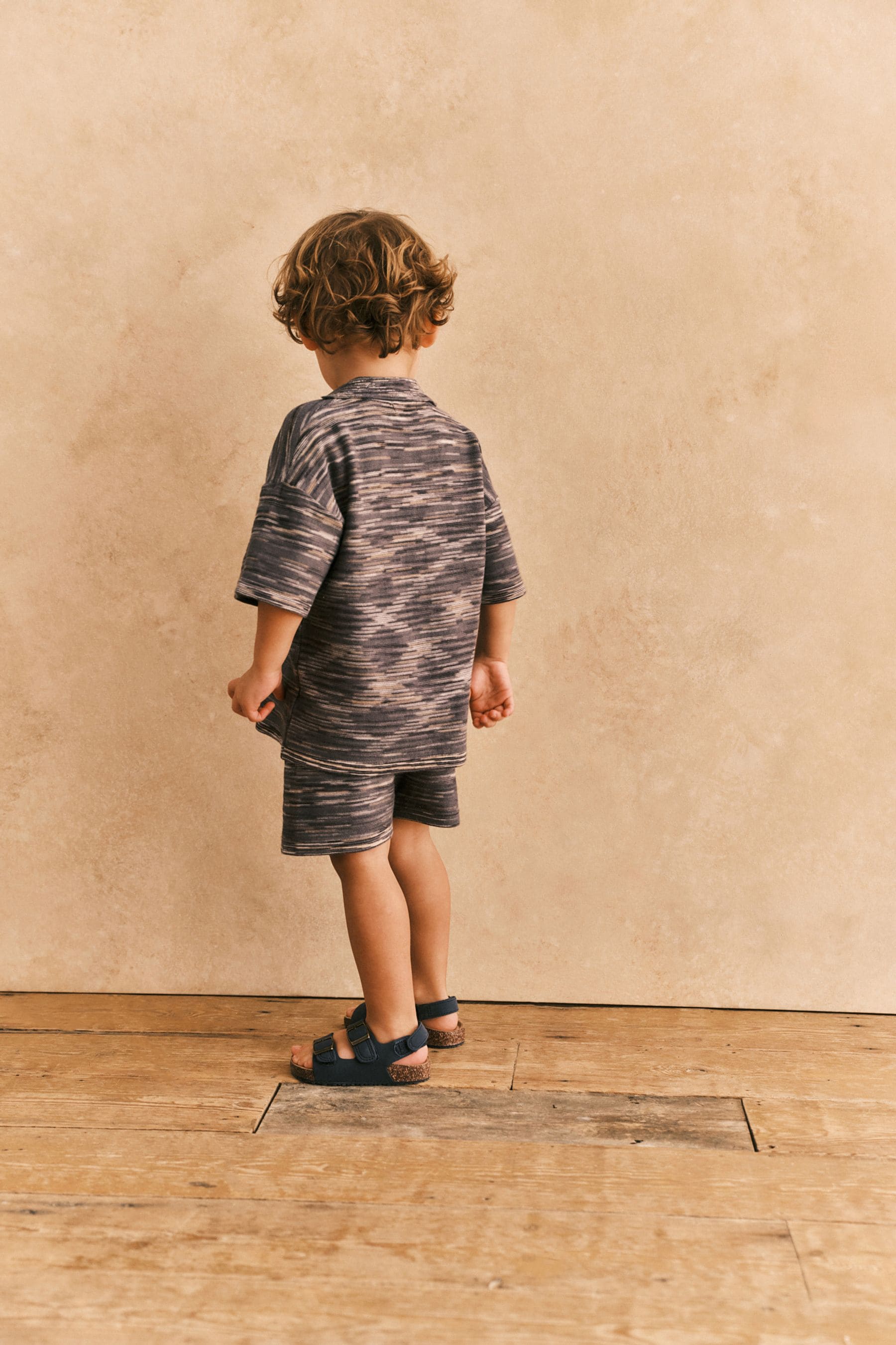 Grey Space Dye Short Sleeved Shirt Set (3mths-10yrs)