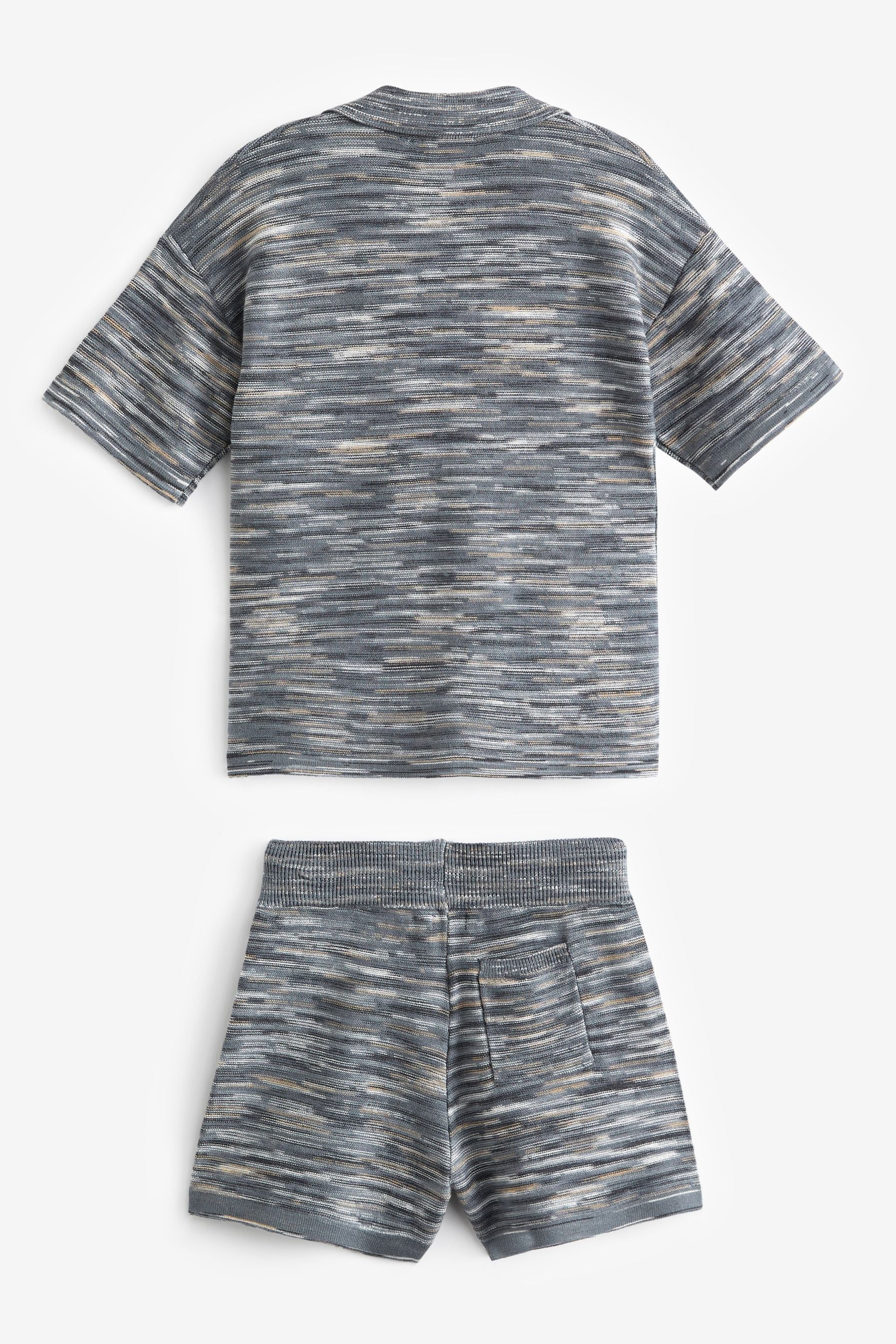 Grey Space Dye Short Sleeved Shirt Set (3mths-10yrs)