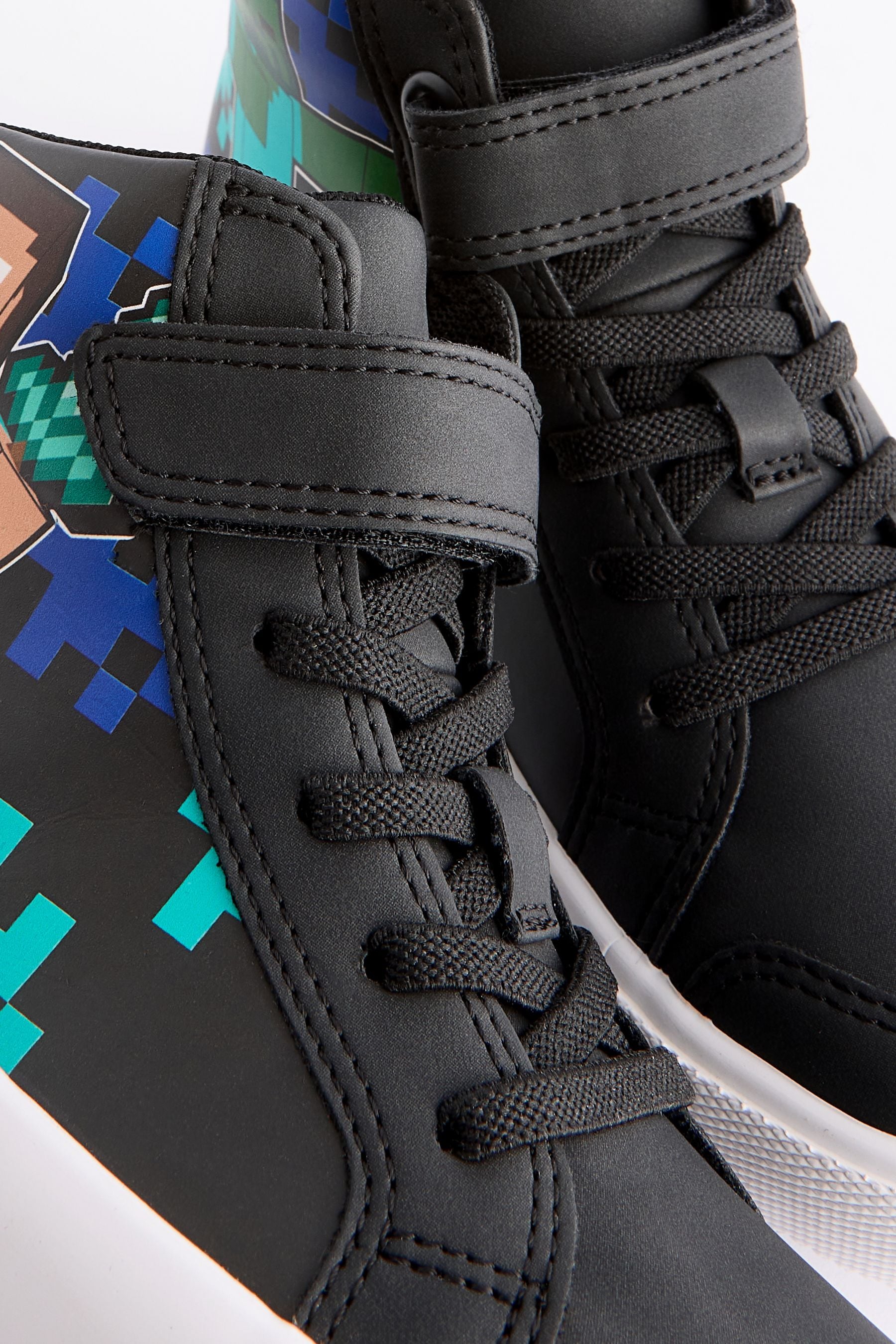 Black Minecraft Elastic Lace High Top Trainers