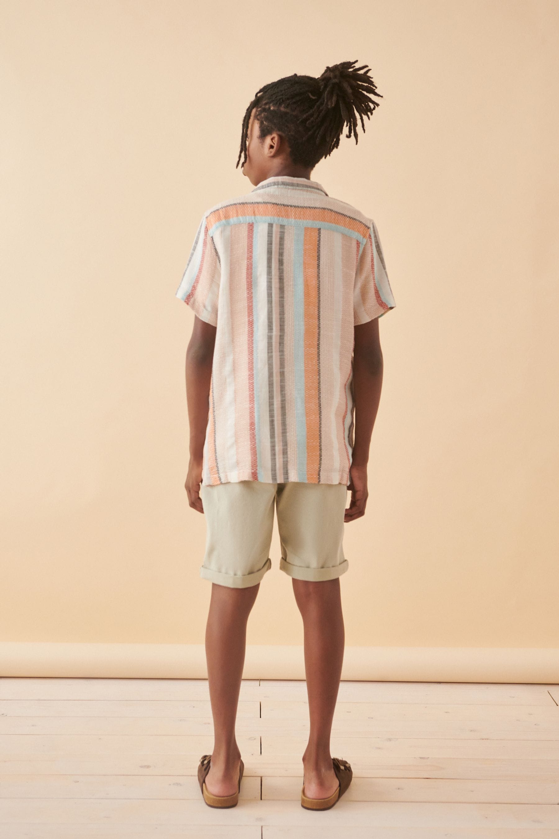 Multi Short Sleeves Textured Stripe Shirt (3-16yrs)