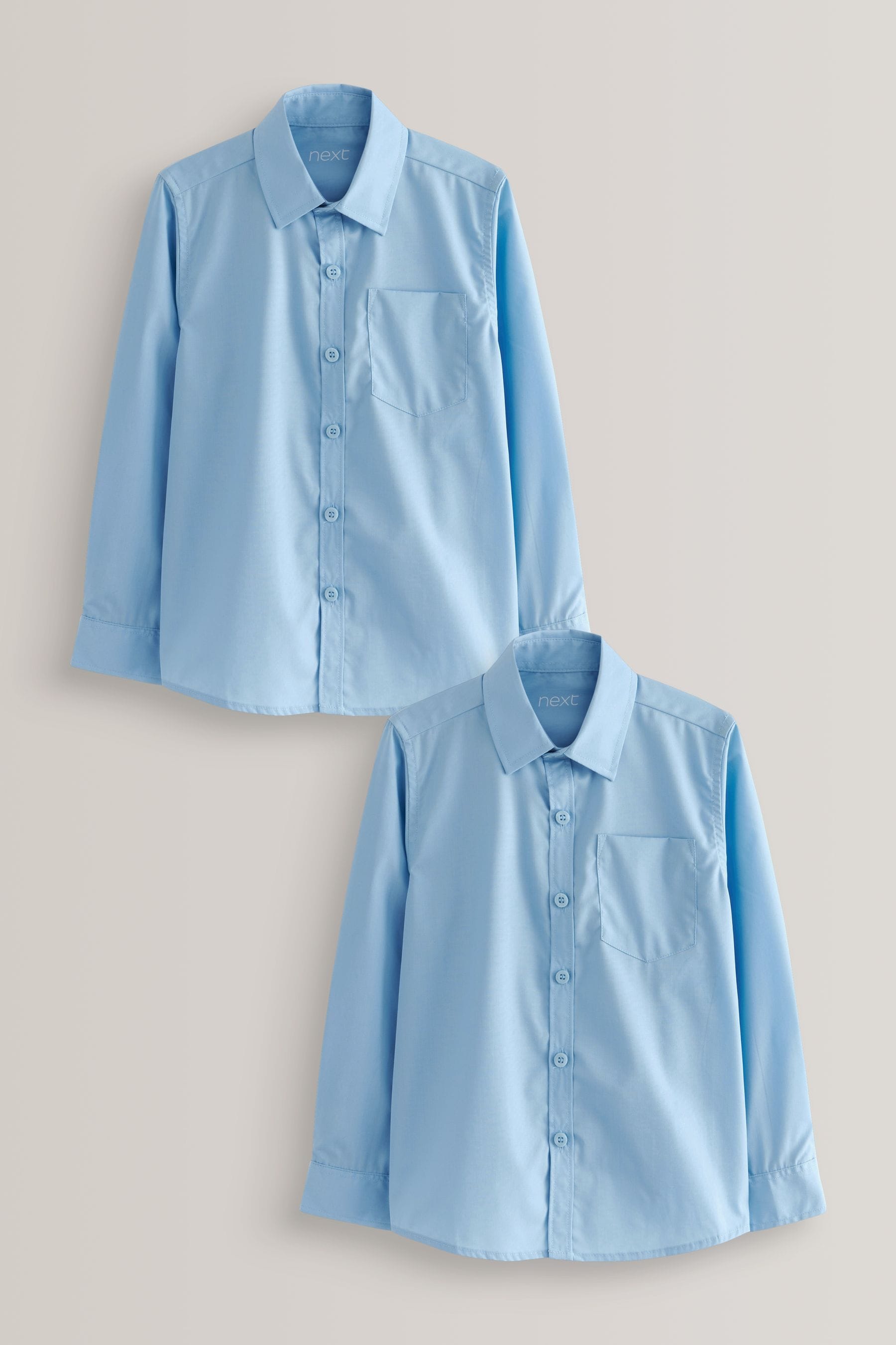 Blue Regular Fit 2 Pack Long Sleeve School Shirts (3-17yrs)