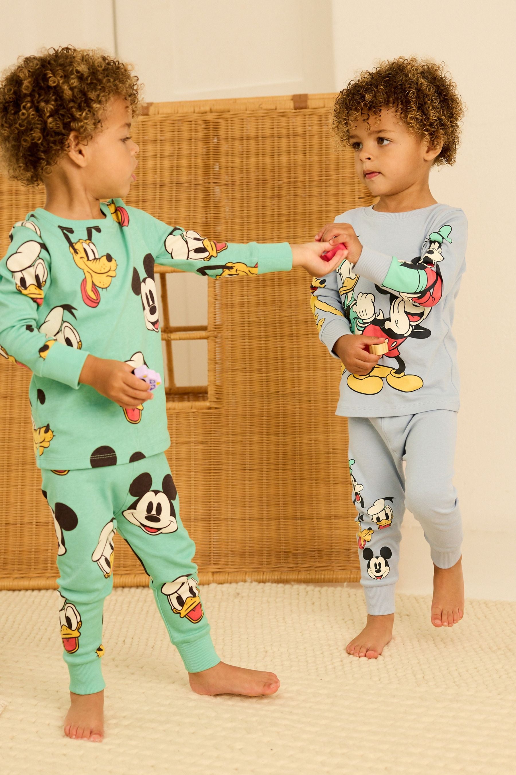 Blue/Green 100% Cotton Disney Mickey Mouse Snuggle Pyjamas 2 Pack (9mths-10yrs)