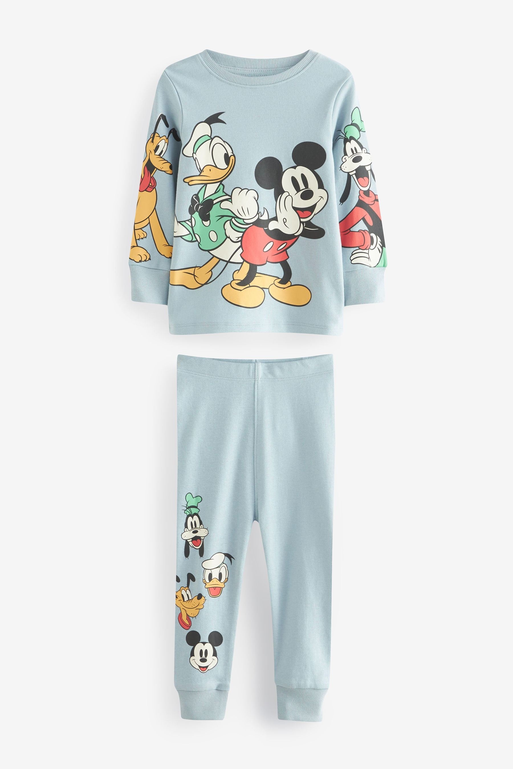 Blue/Green 100% Cotton Disney Mickey Mouse Snuggle Pyjamas 2 Pack (9mths-10yrs)