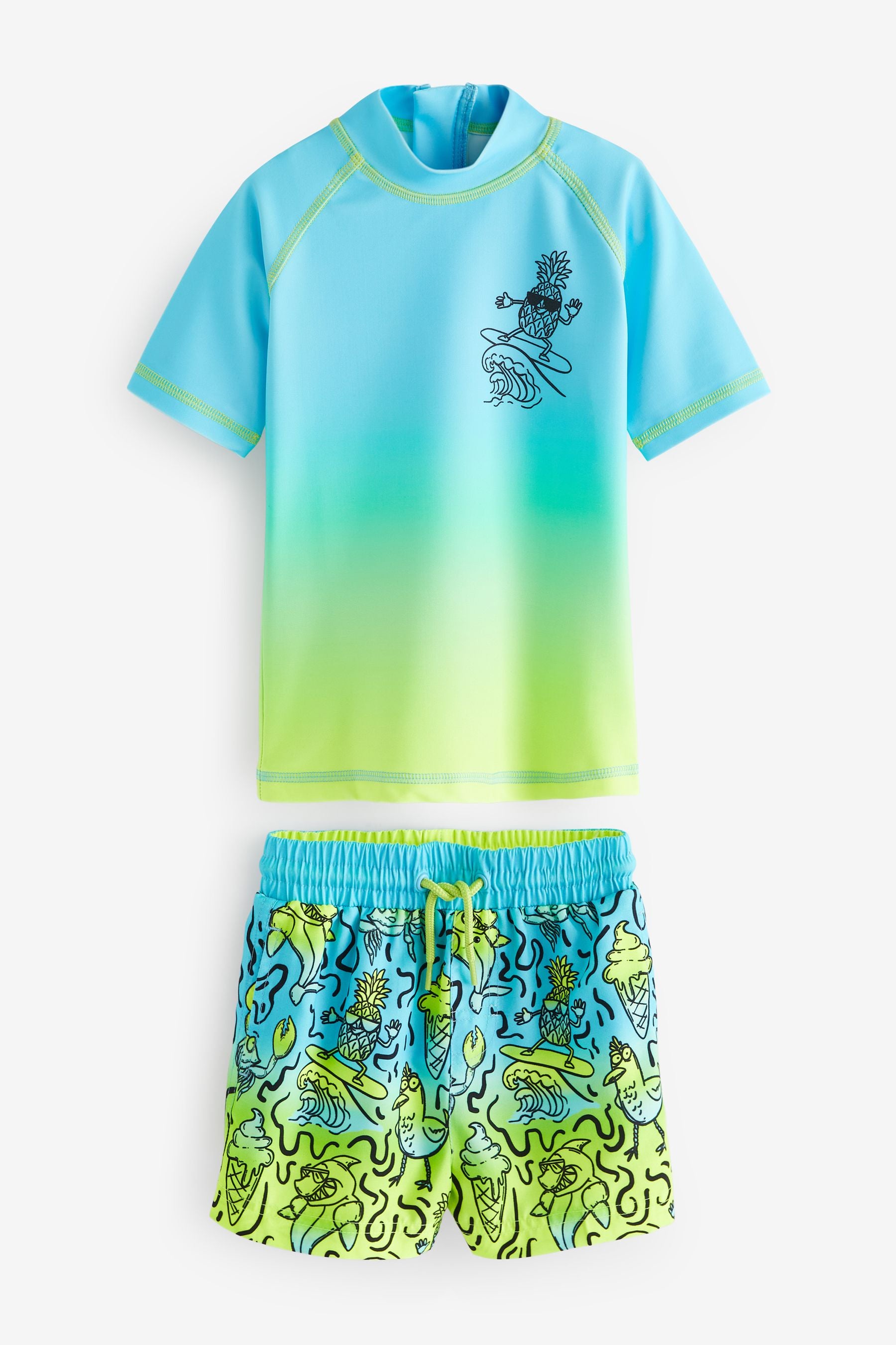 Blue Dip Dye Sunsafe Top and Shorts Set (3mths-7yrs)