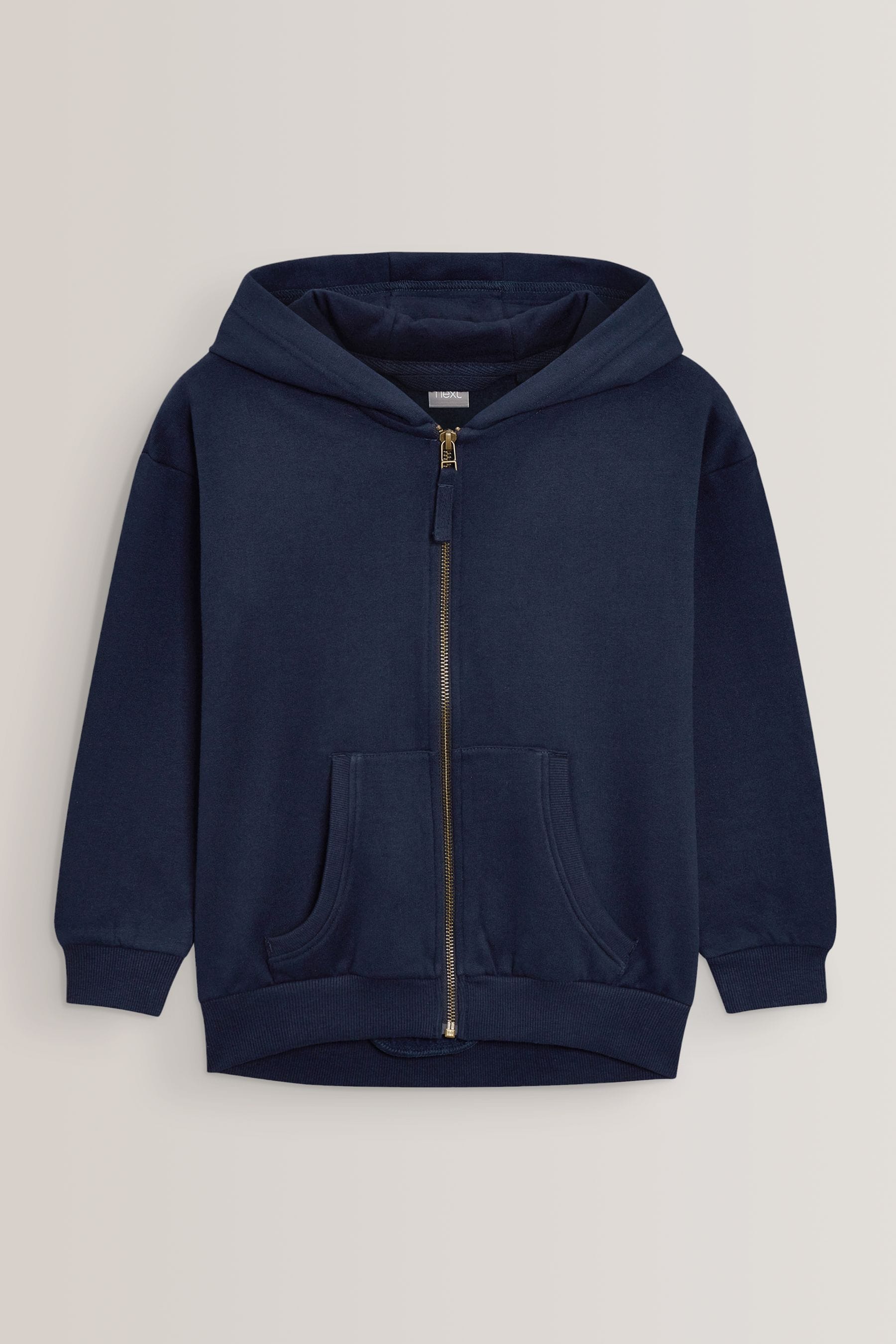 Navy Blue Cotton Rich Zip Through Sports Hoodie (3-16yrs)