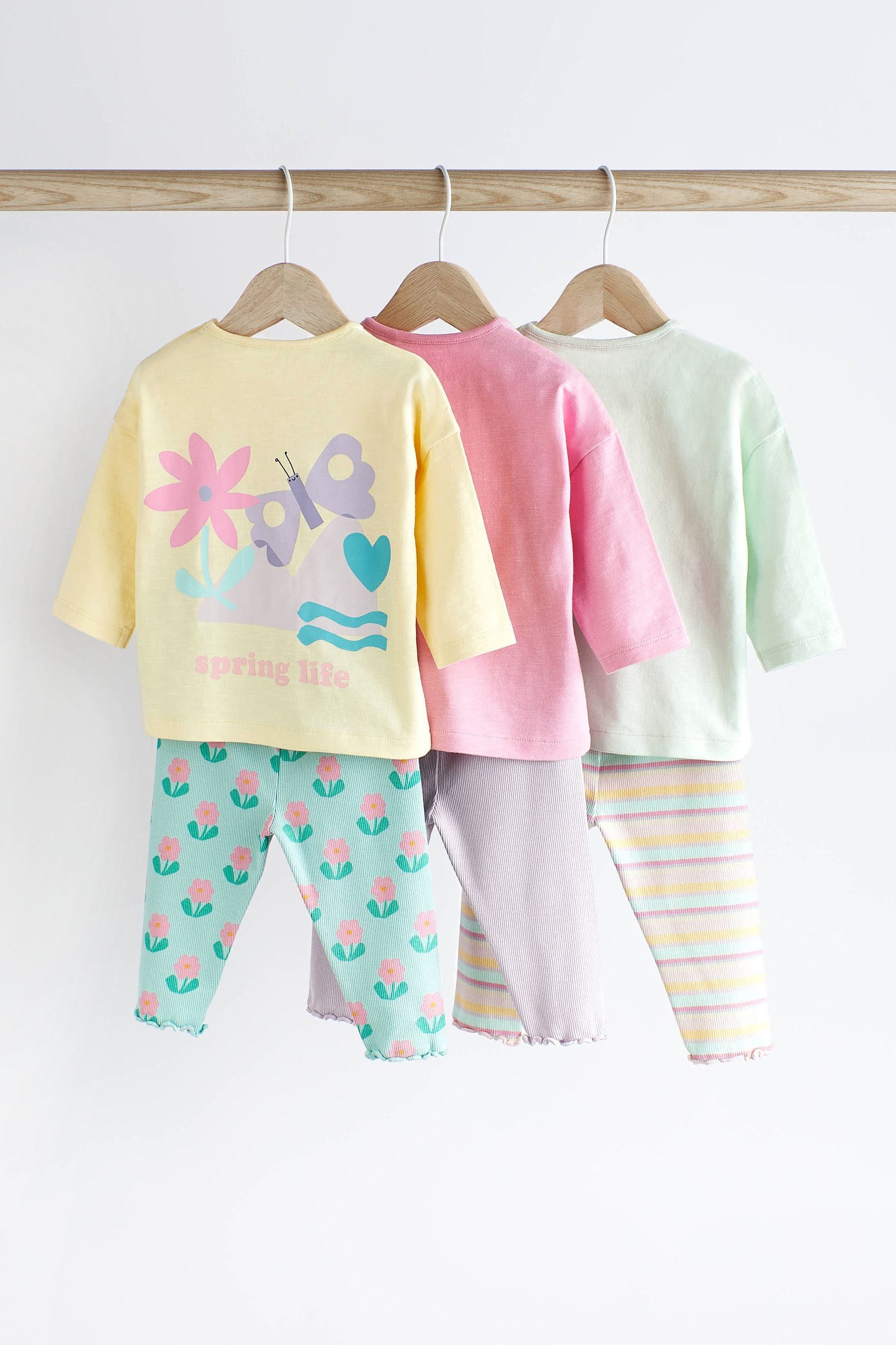 Pastel Character 6 Piece Baby T-Shirts and Leggings Set