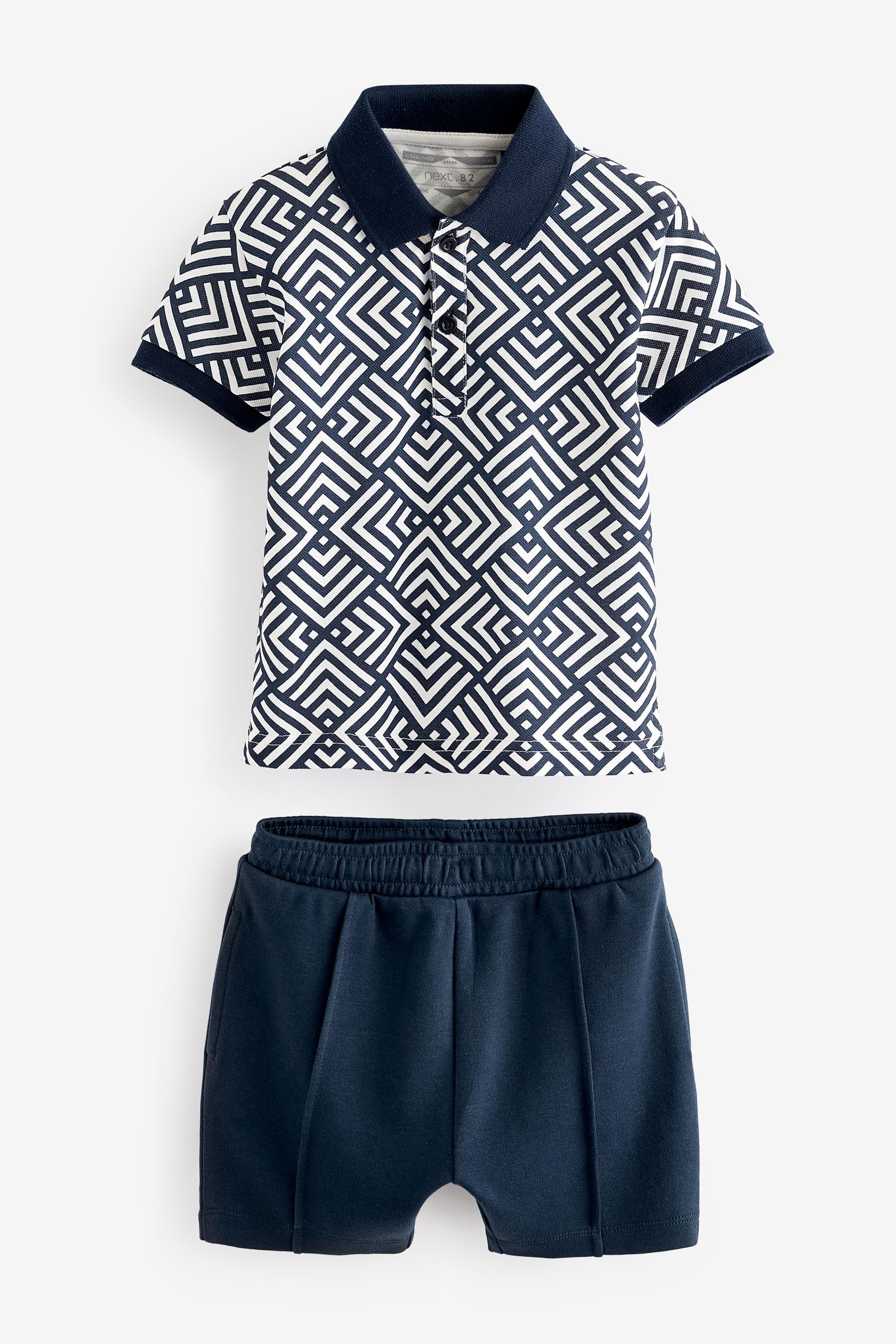 Navy/White 100% Cotton Short Sleeve Polo and Shorts Set (3mths-7yrs)