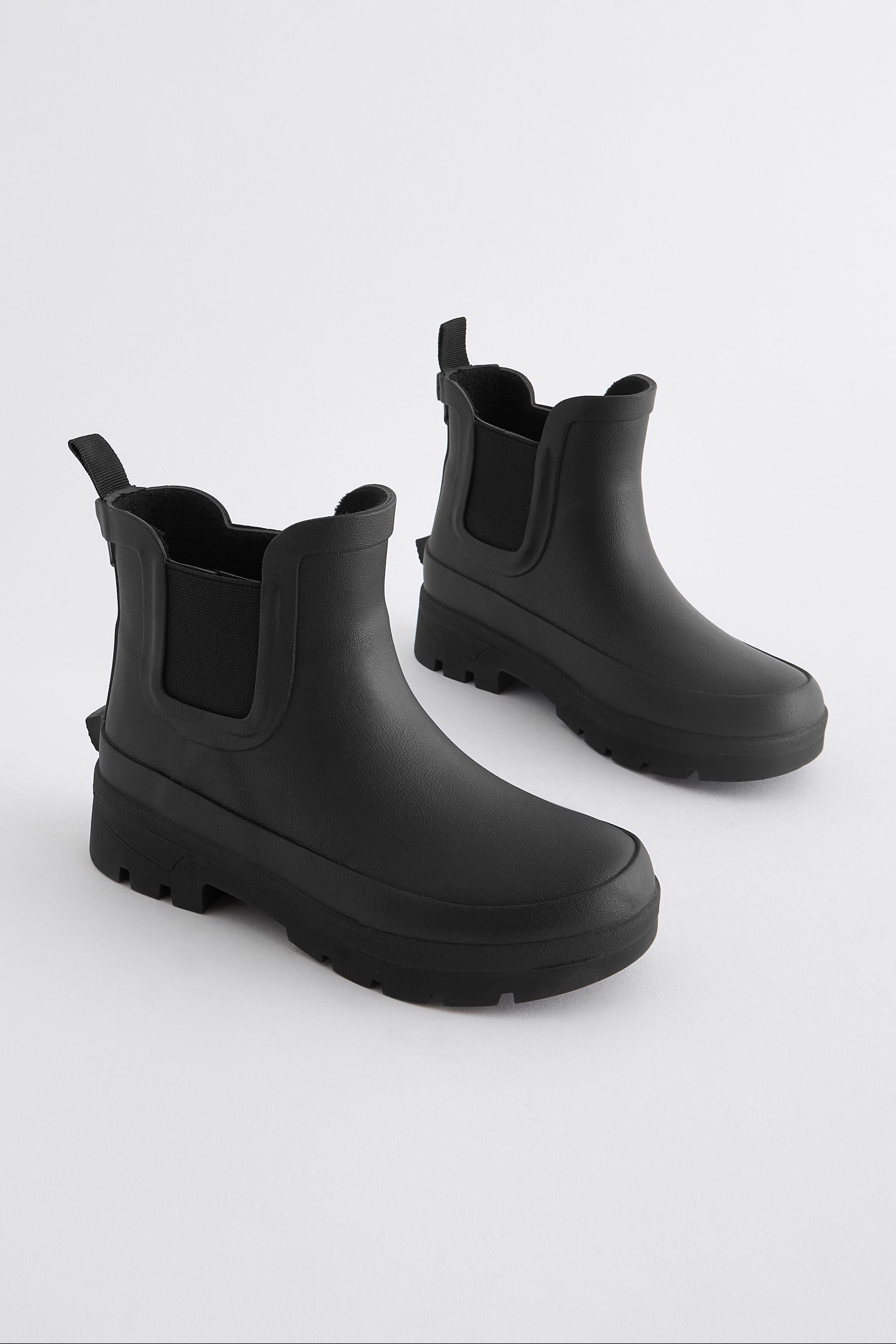 Black Chelsea Ankle Welly Boots