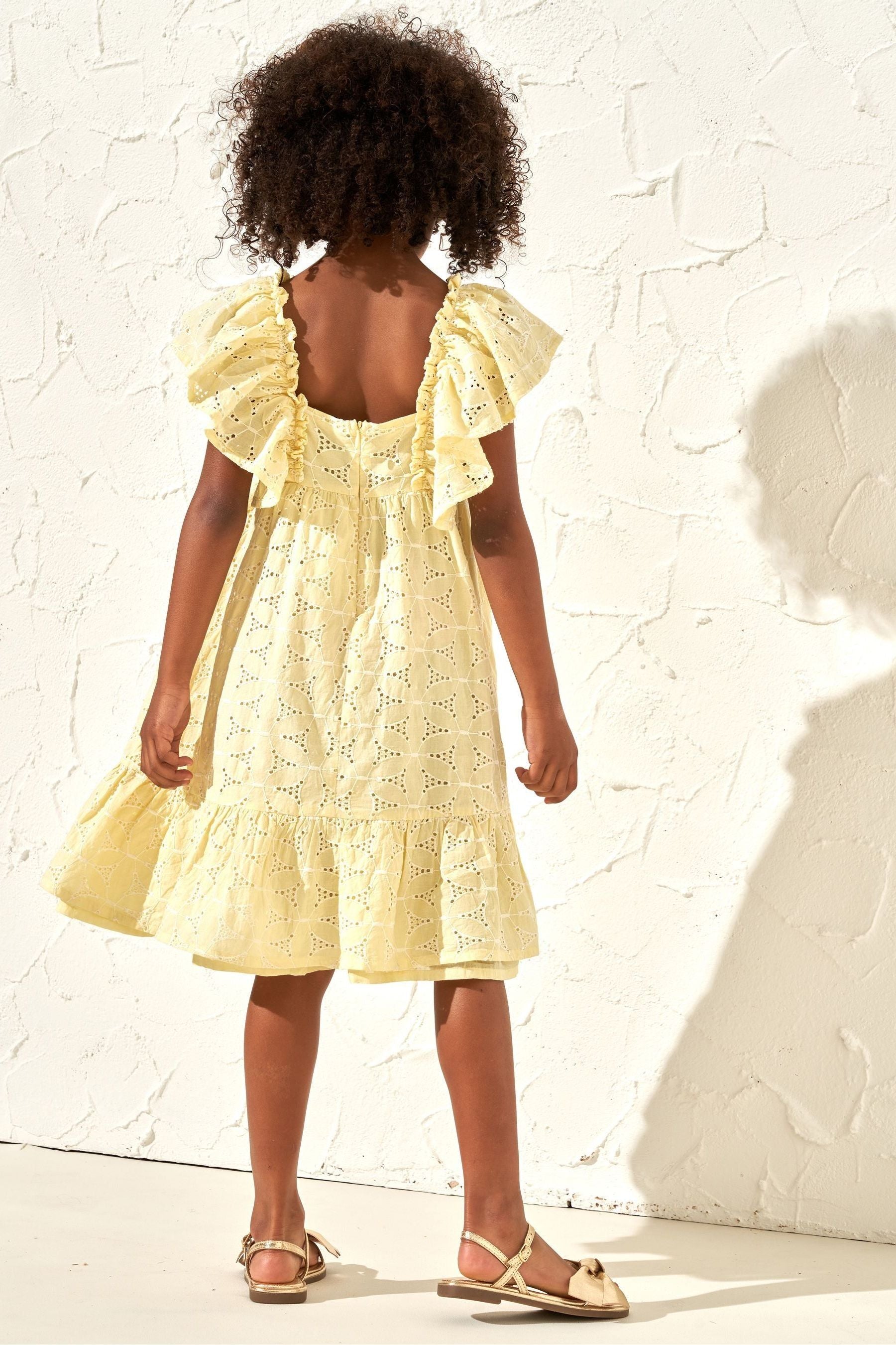 Yellow Angel & Rocket Sara Broderie Dress