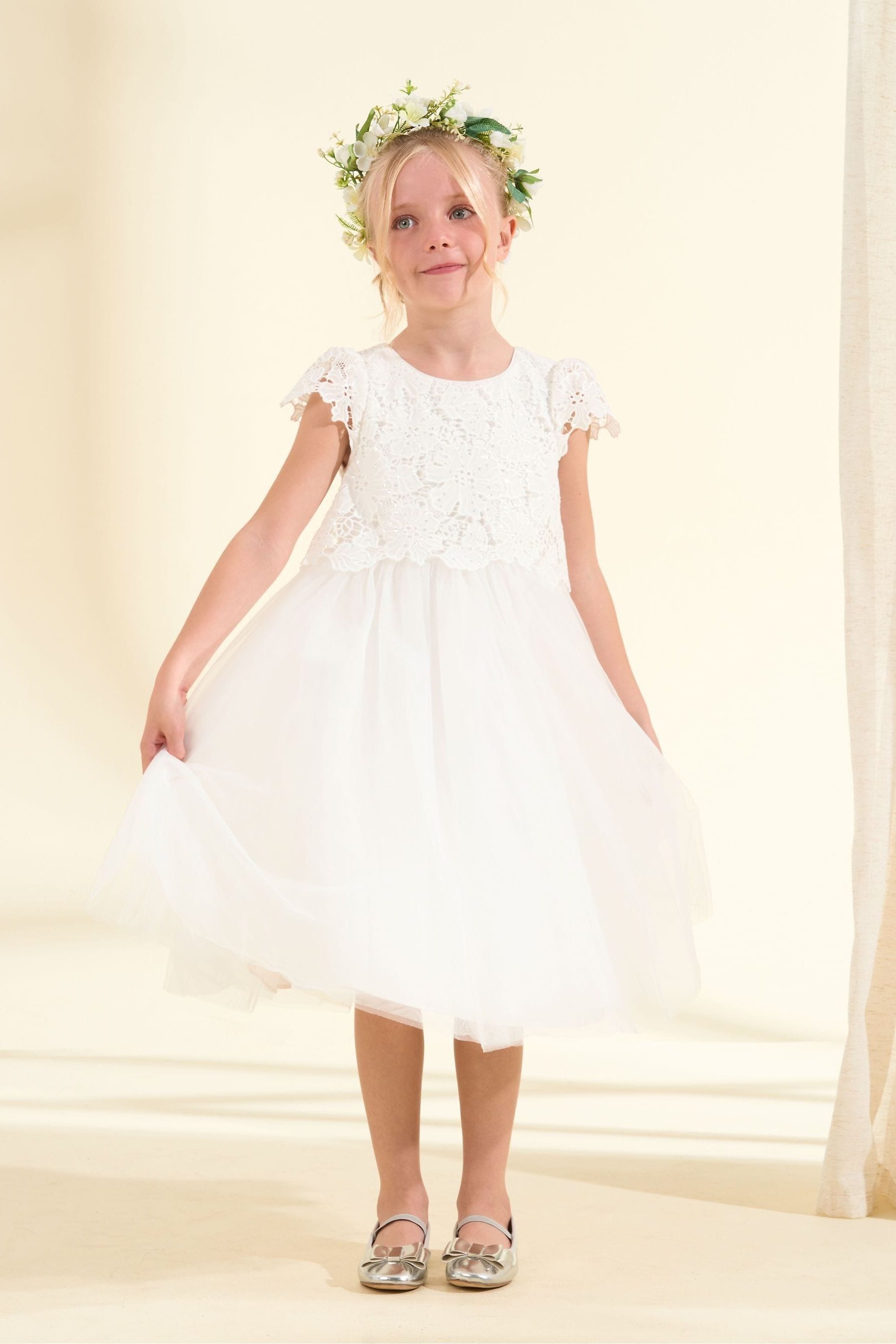 Angel & Rocket Cream Esme Lace Bodice Dress