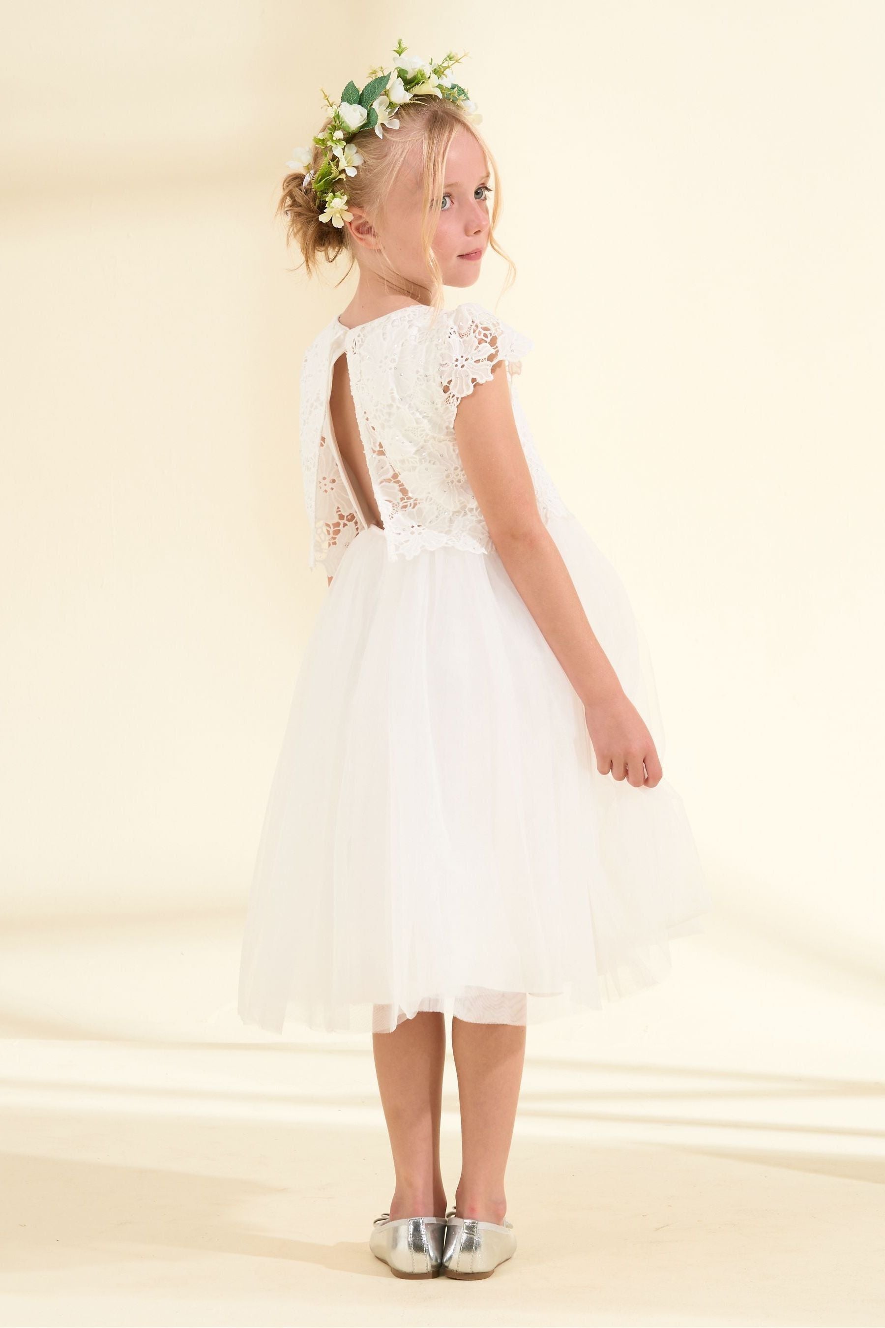 Angel & Rocket Cream Esme Lace Bodice Dress