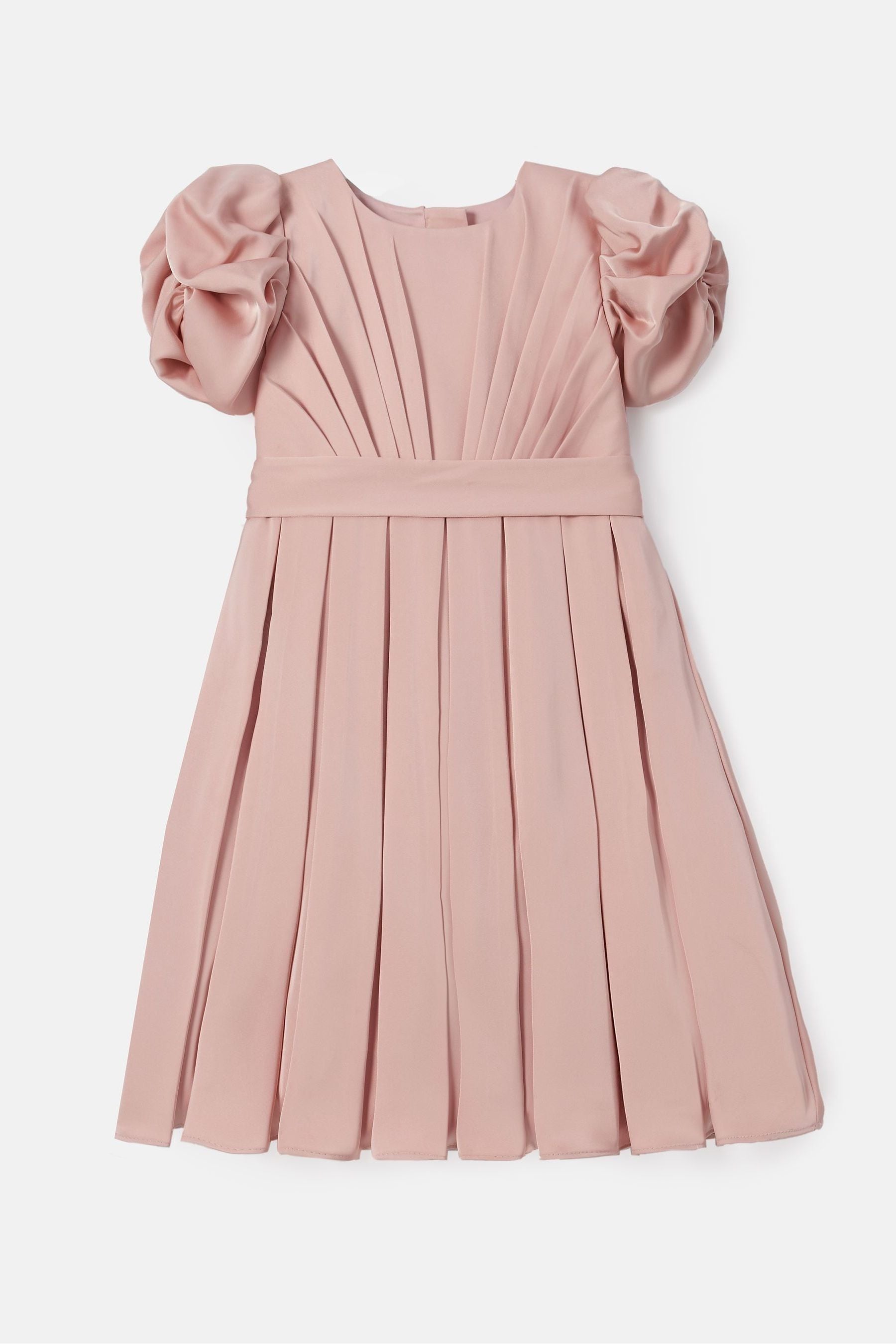 Angel & Rocket Blush Pink Portia Pleated Bodice Bow Dress